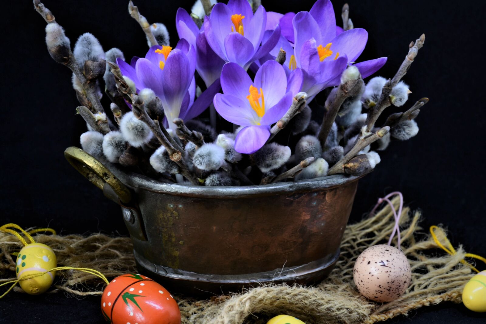 Nikon D7200 sample photo. Crocus, palm branches, easter photography