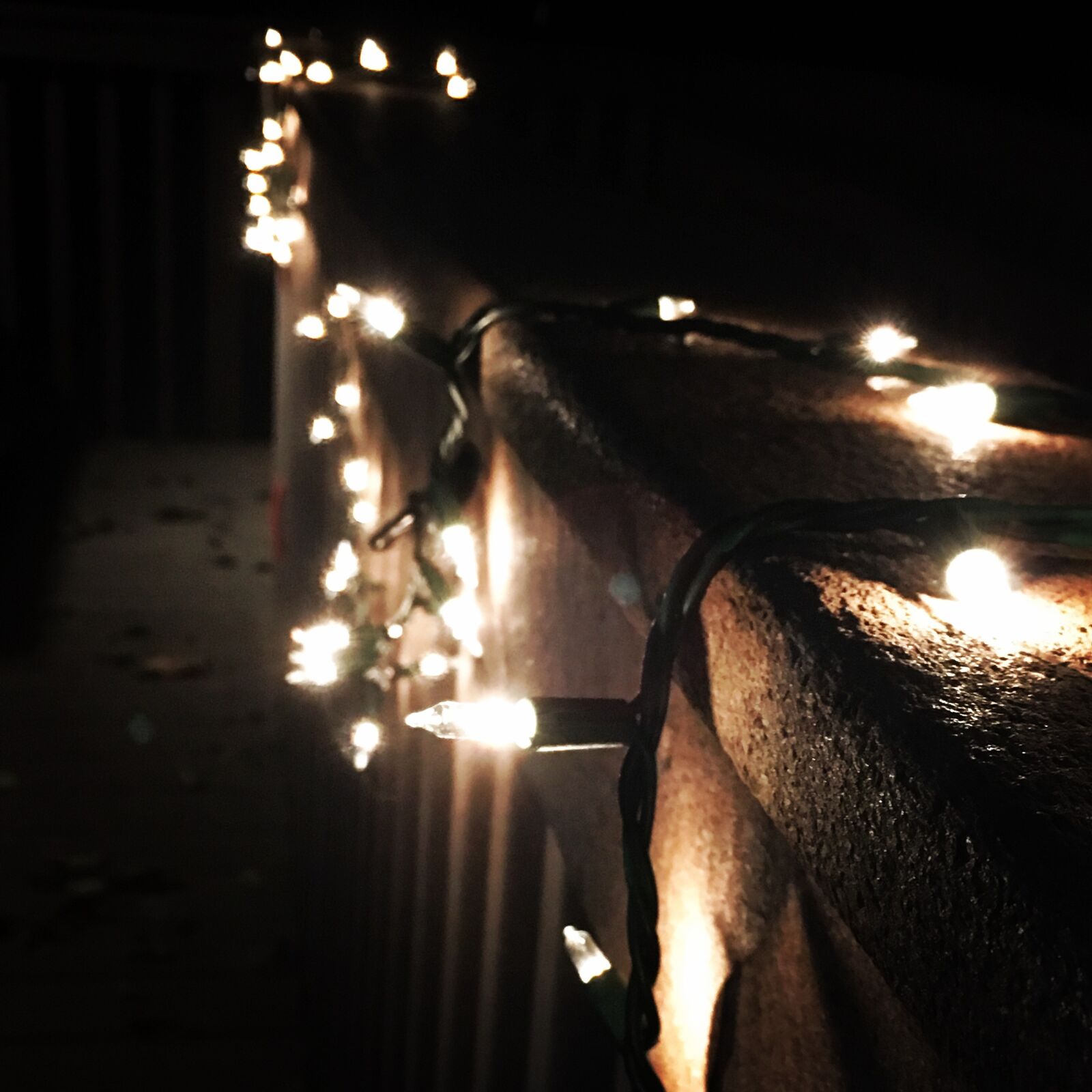 iPhone SE back camera 4.15mm f/2.2 sample photo. Night, christmas lights, dark photography