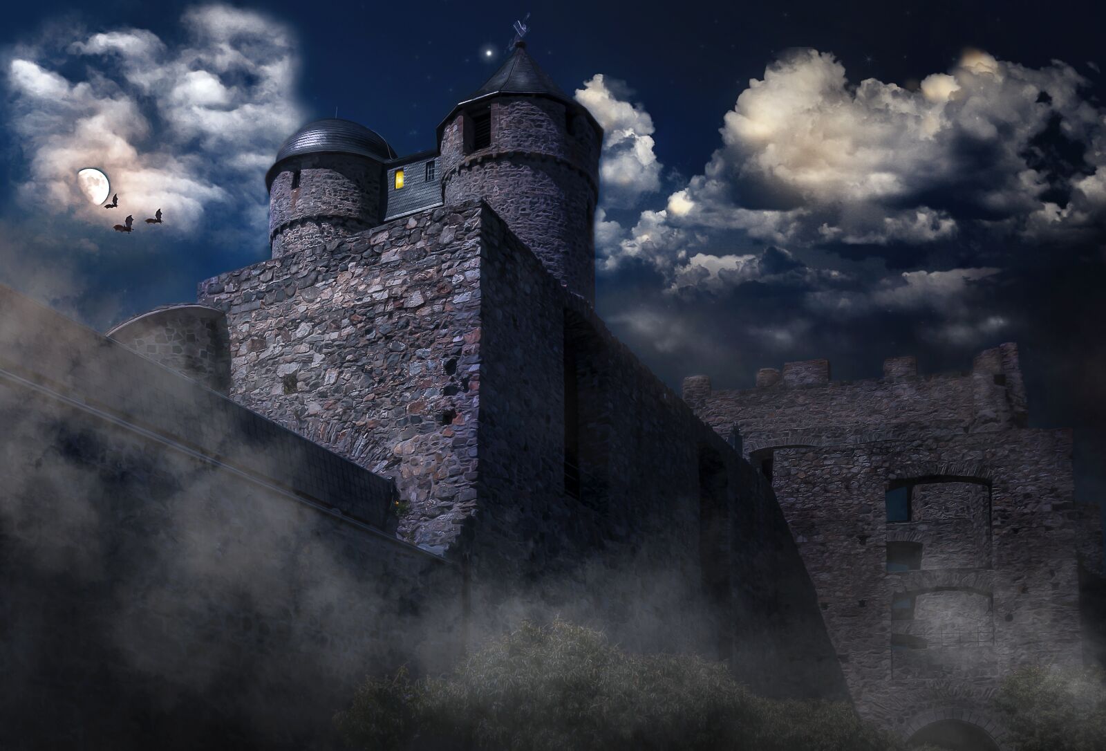 Pentax K-30 sample photo. Castle, mysterious, moonlight photography