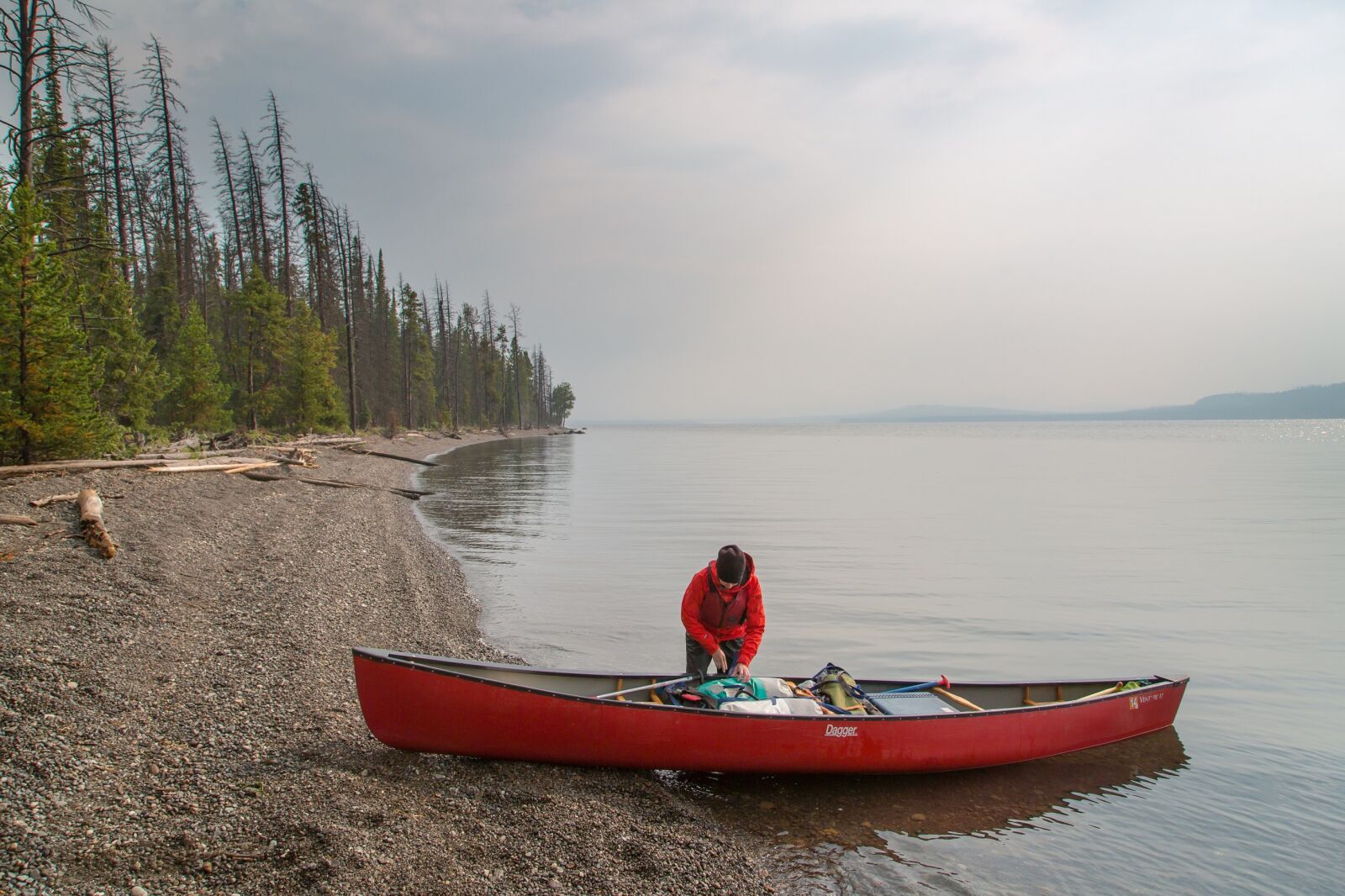 Canon EF 24-105mm F4L IS USM sample photo. Canoeist, lake, yellowstone photography