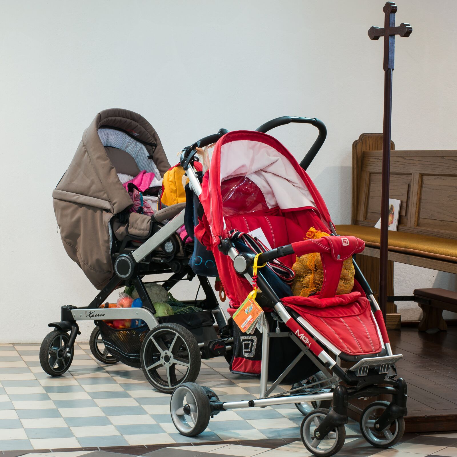 Samsung NX300M sample photo. Baby carriage, church, cross photography