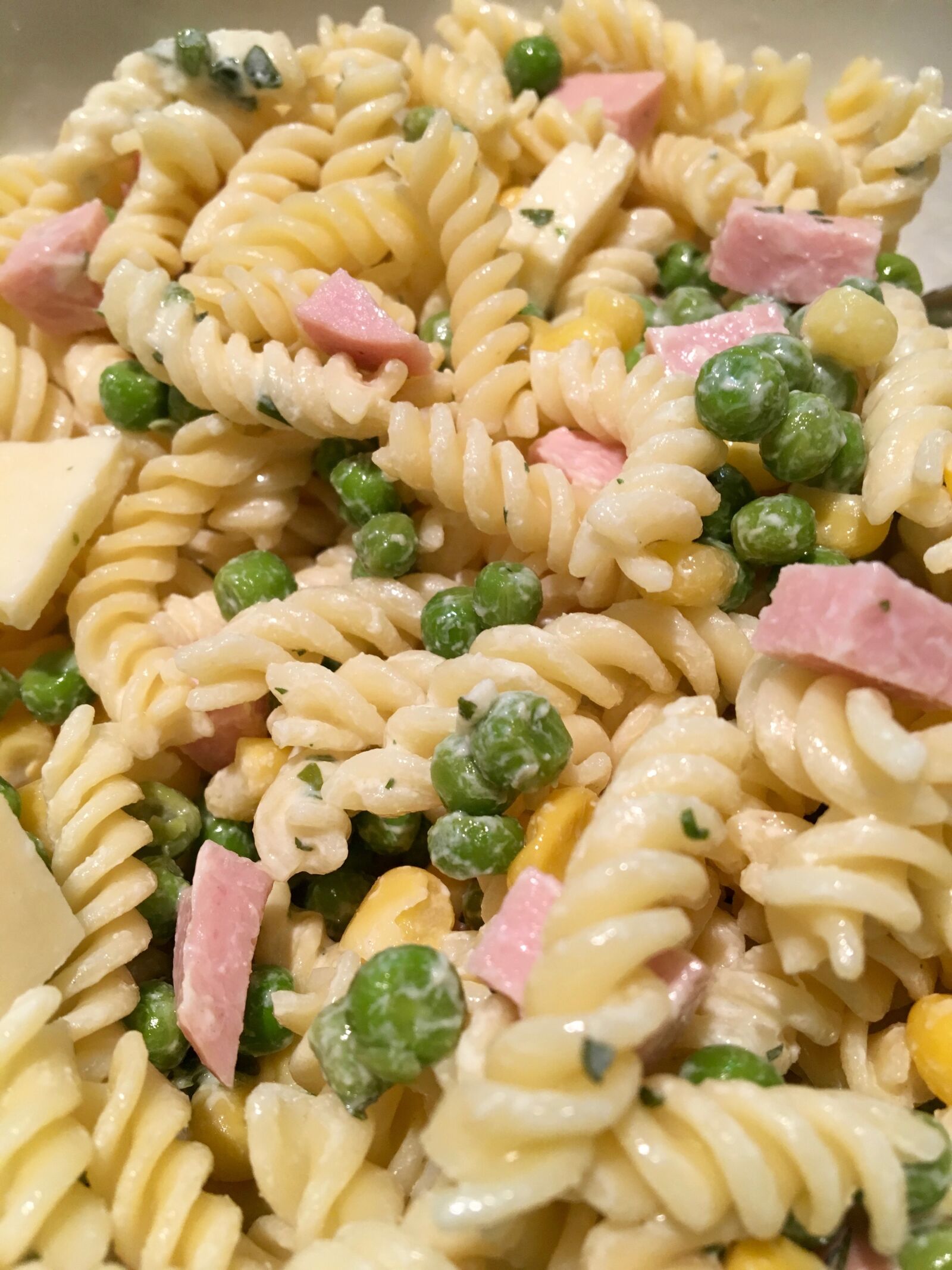 Apple iPhone 6s sample photo. Pasta salad, fussili, peas photography