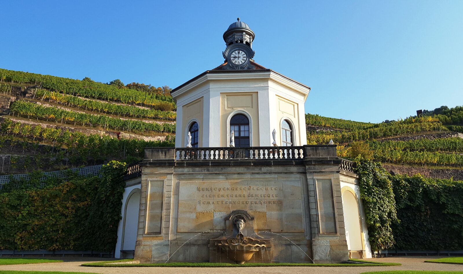 Samsung Galaxy S6 sample photo. Vineyard, winegrower's house, fountain photography