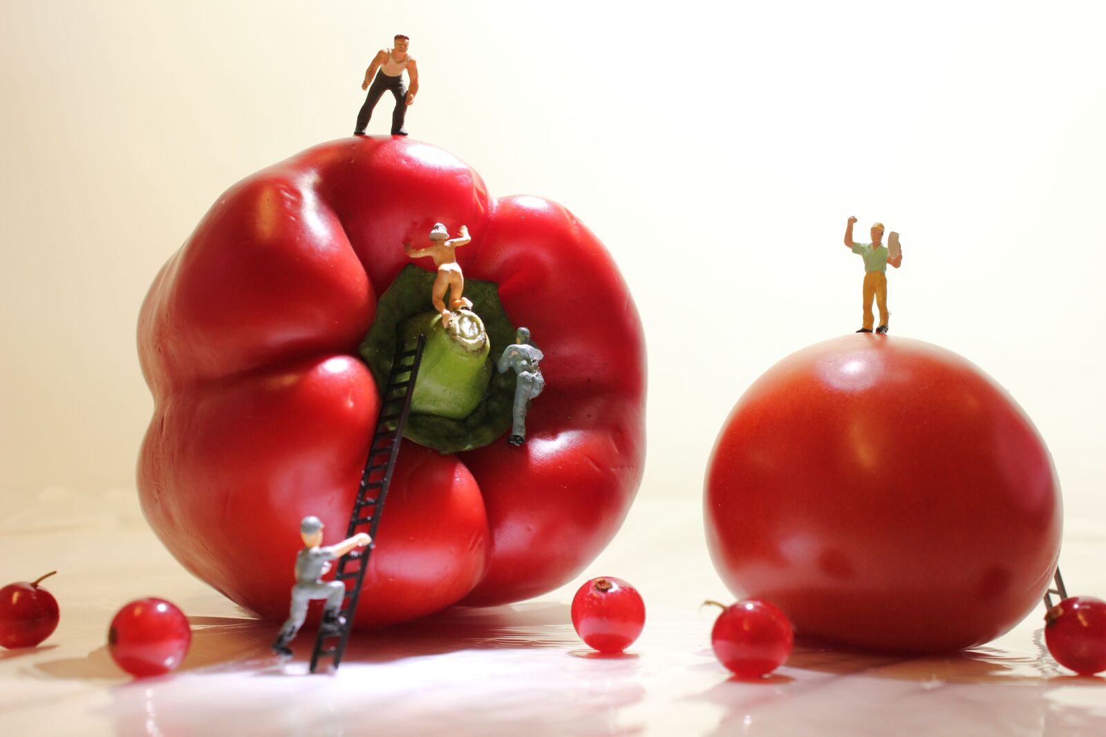 Canon EOS 550D (EOS Rebel T2i / EOS Kiss X4) sample photo. Paprika, tomato, miniature figures photography