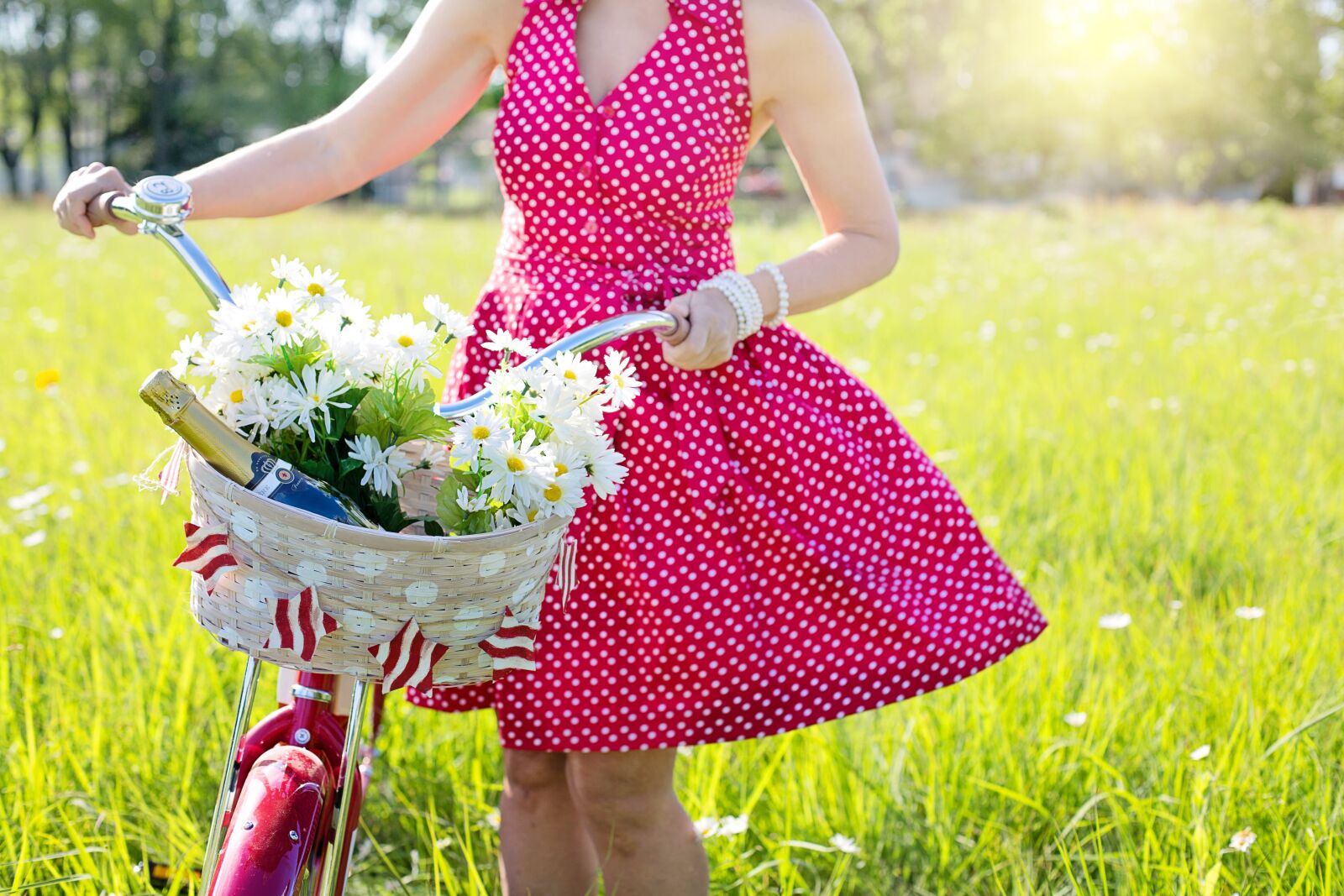 Canon EF 50mm F1.4 USM sample photo. Red bicycle, woman, red photography