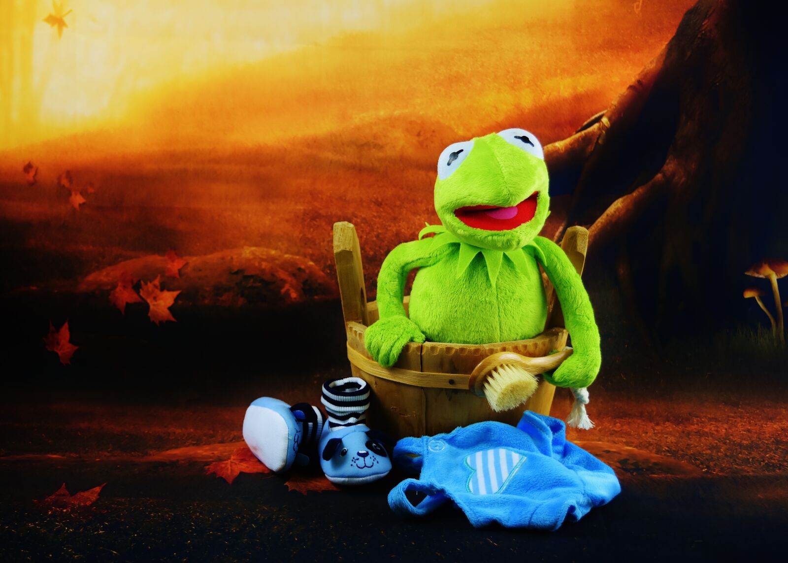 Nikon D7200 sample photo. Kermit, swim, brush photography