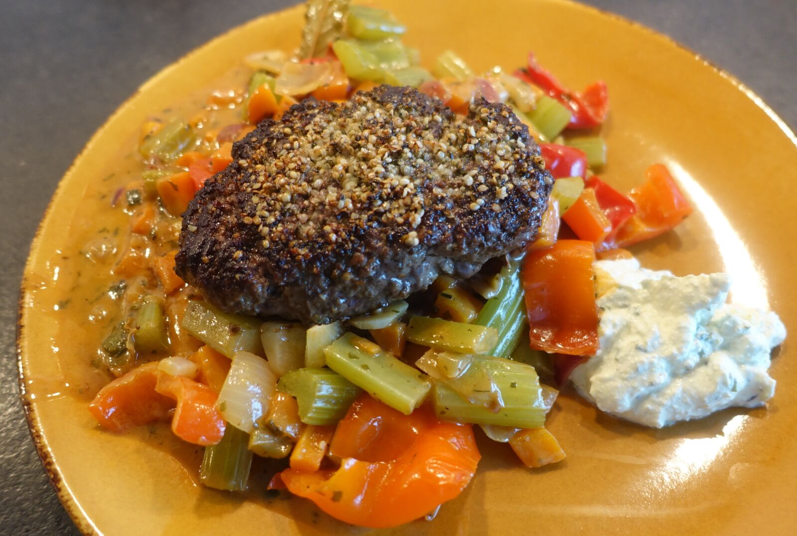Sony Cyber-shot DSC-RX100 IV sample photo. Bison, steak, shelled hempseed photography