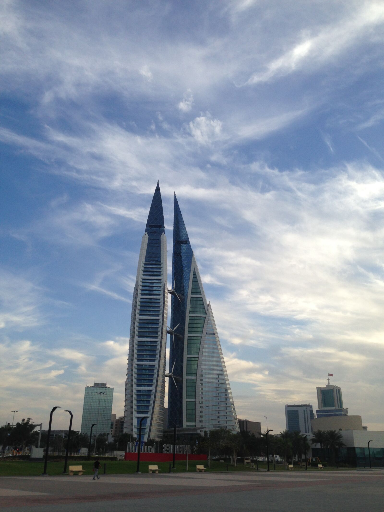 iPhone 5 back camera 4.12mm f/2.4 sample photo. Bahrain, trade center, skyscraper photography