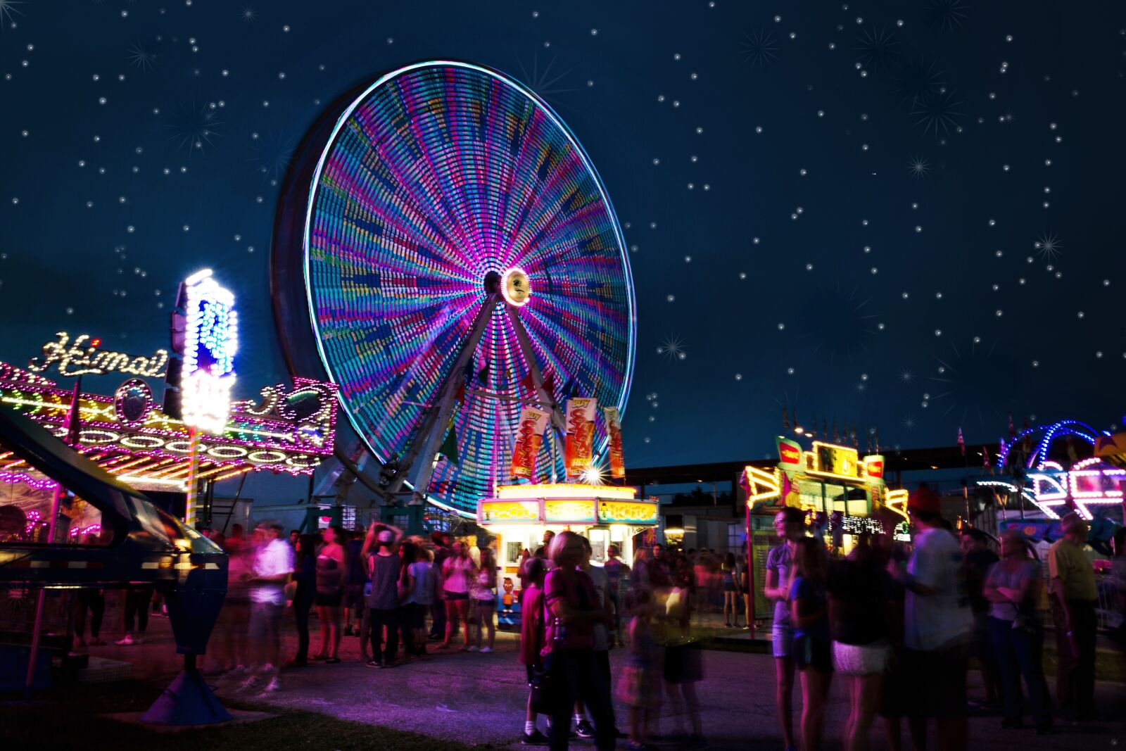 Canon EF 24-70mm F2.8L II USM sample photo. Carnival rides, night, ferris photography