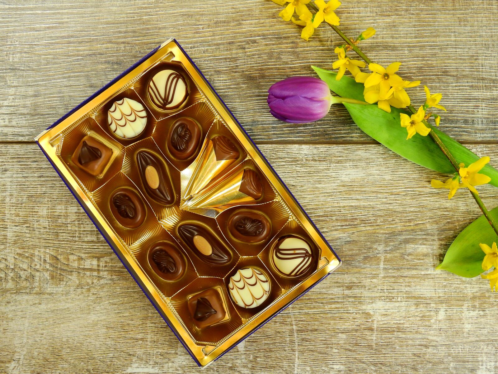 Nikon Coolpix P900 sample photo. Chocolates, chocolate, tulip photography