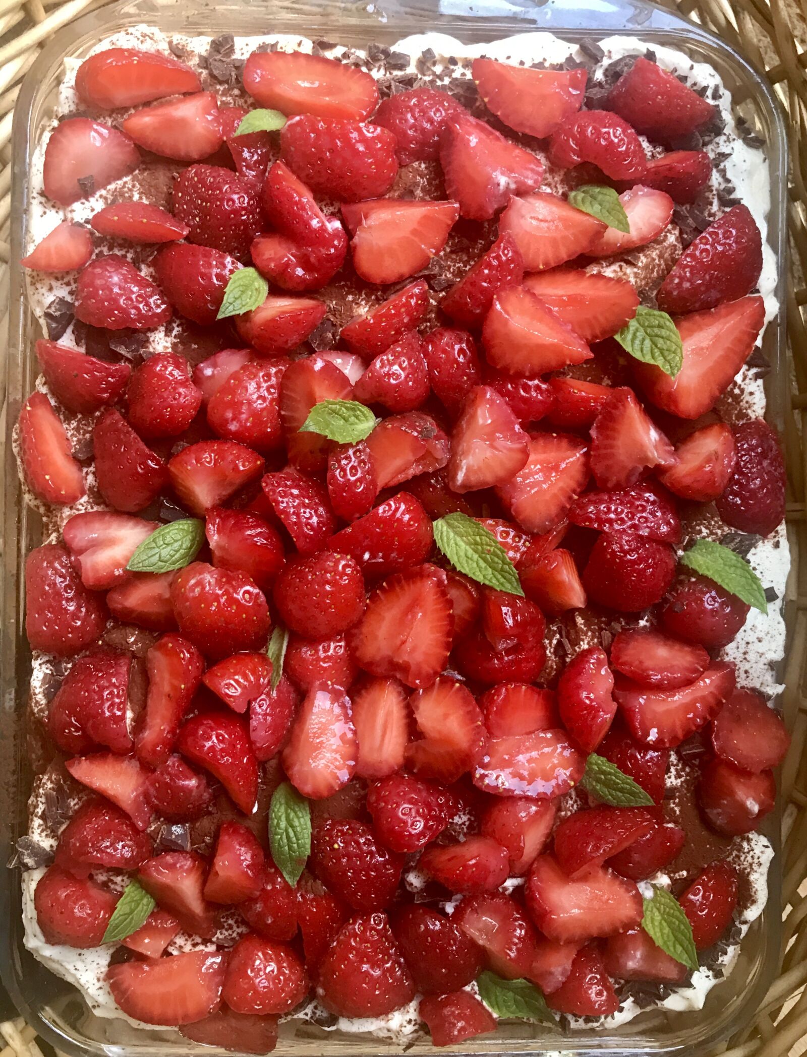 iPhone 7 back camera 3.99mm f/1.8 sample photo. Strawberry tiramisu, strawberry dessert photography