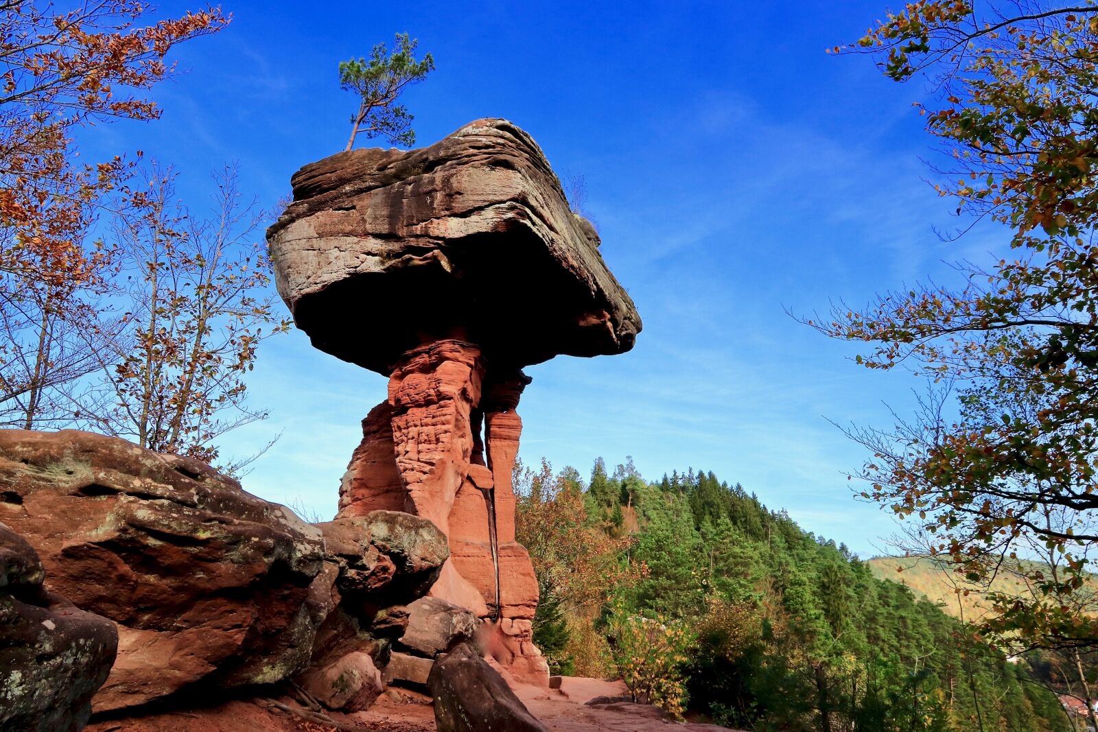 Canon EOS 77D (EOS 9000D / EOS 770D) + Canon EF-S 15-85mm F3.5-5.6 IS USM sample photo. Devil's table, rock, forest photography