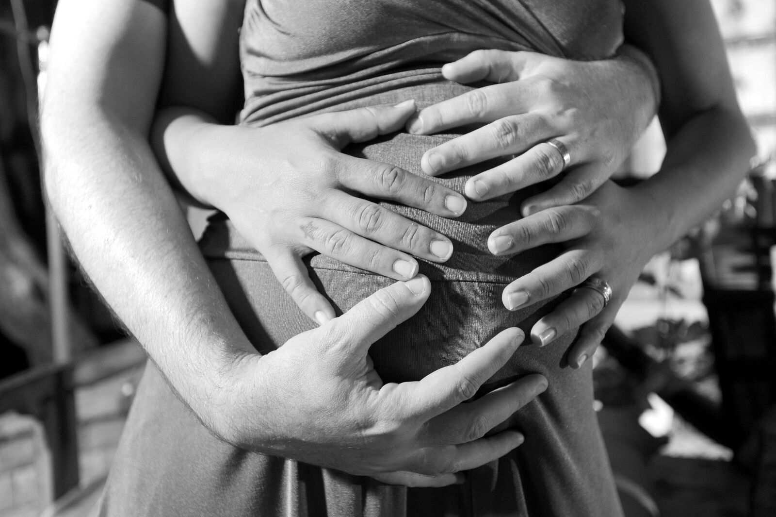 Nikon D3 sample photo. Black white, hands, belly photography