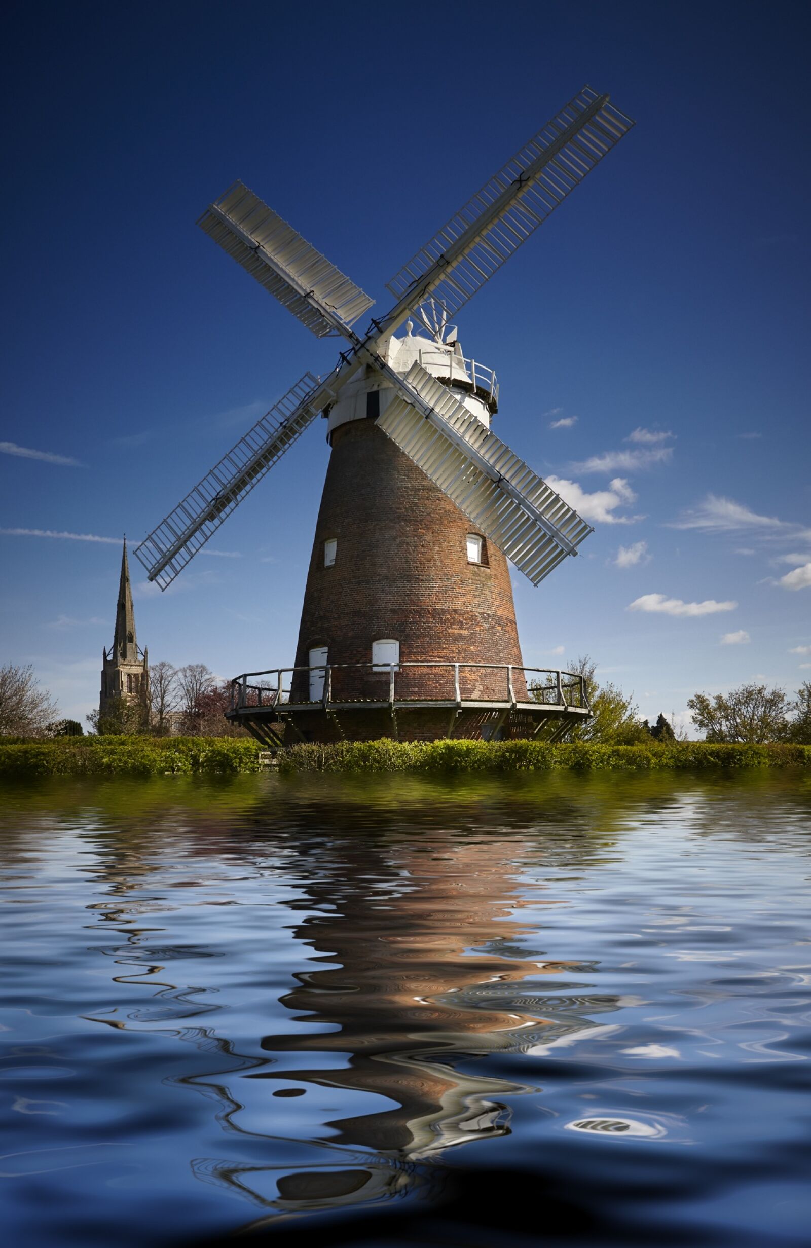 Canon EOS 5D Mark II sample photo. Windmill, water, church photography