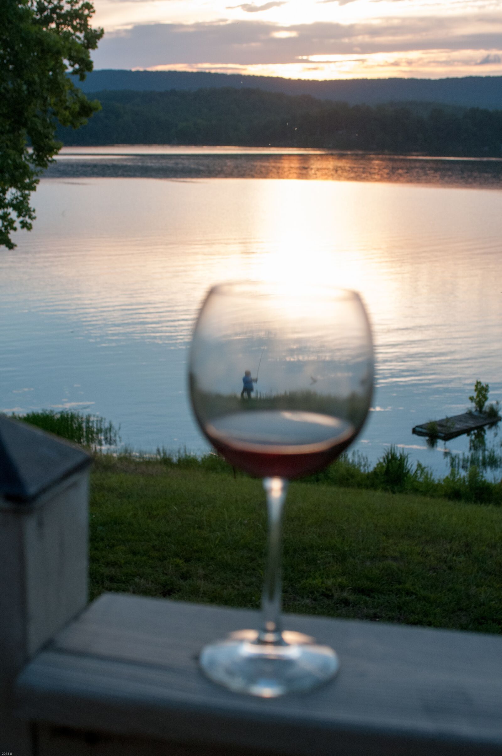 Nikon D300 sample photo. Wine glass, sunset, lake photography