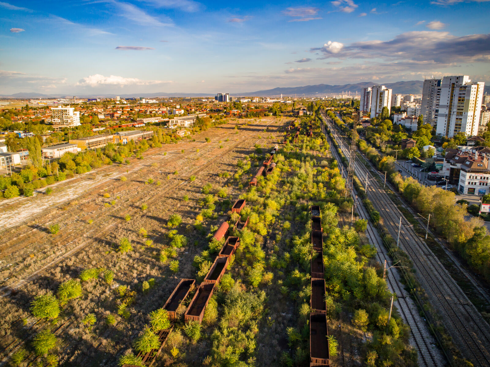 DJI FC6310 sample photo. Abandoned, apartment, buildings, autumn photography