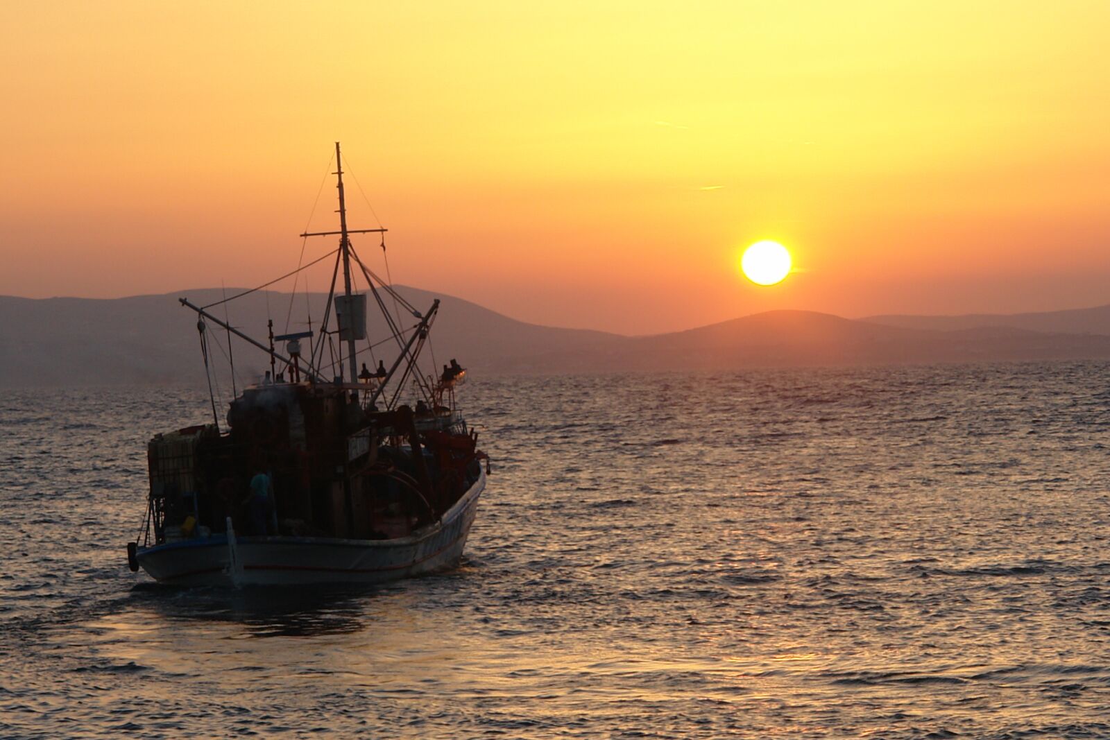 Sony DSC-R1 sample photo. Sunset, boat, sea photography
