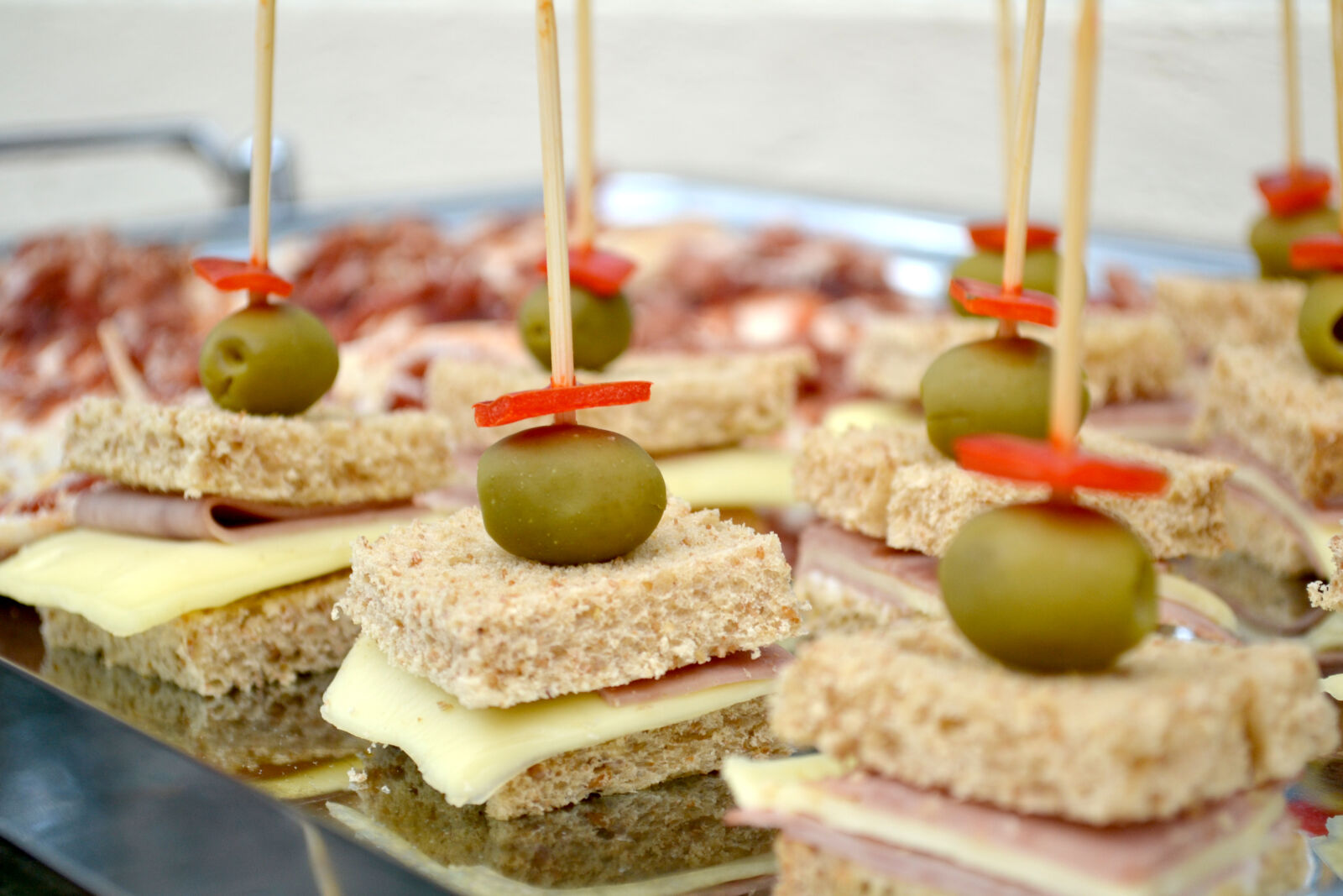 Nikon D3100 sample photo. Bread, cheese, ham, olives photography