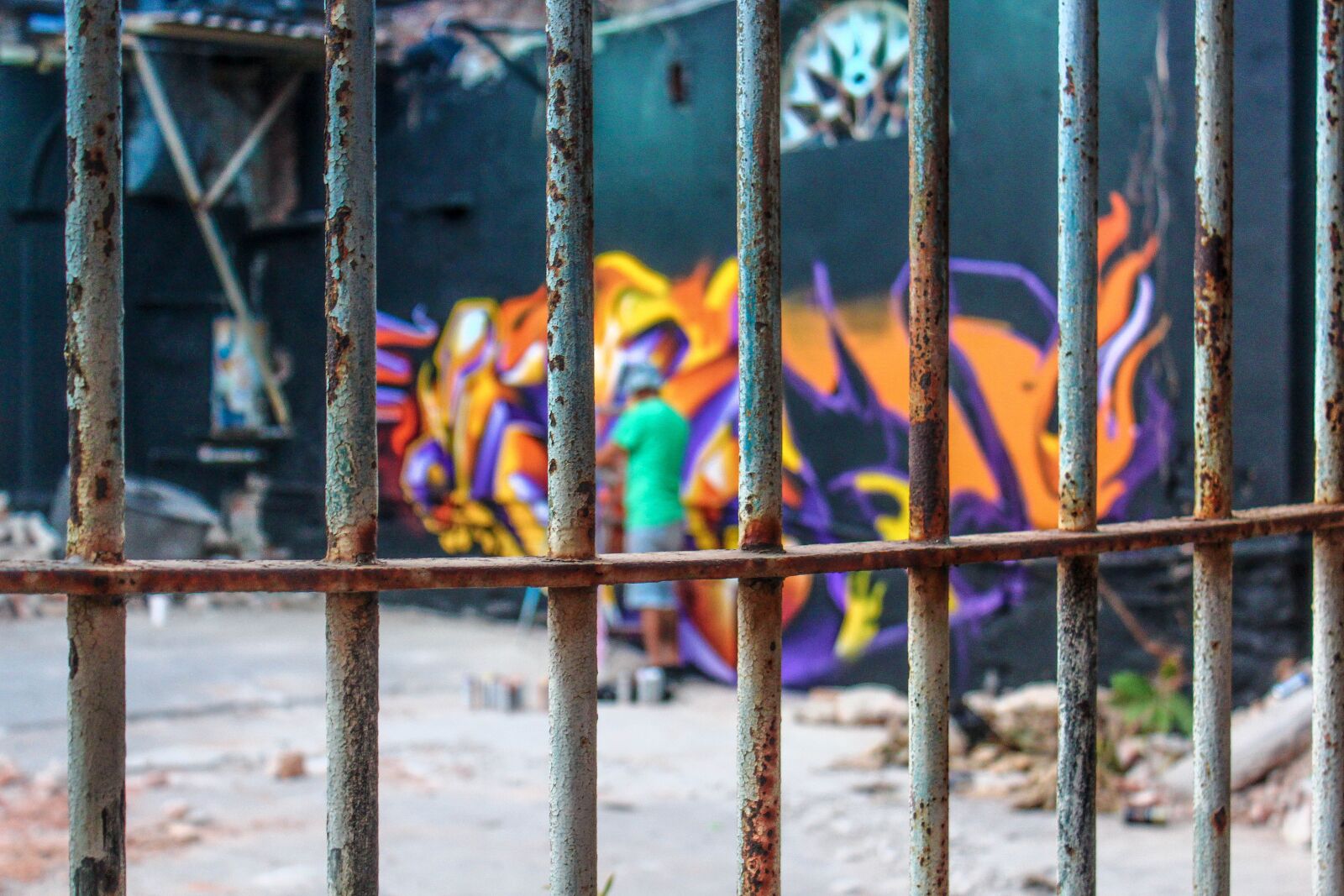 Canon EOS 1200D (EOS Rebel T5 / EOS Kiss X70 / EOS Hi) sample photo. Graffiti, fence, wall photography