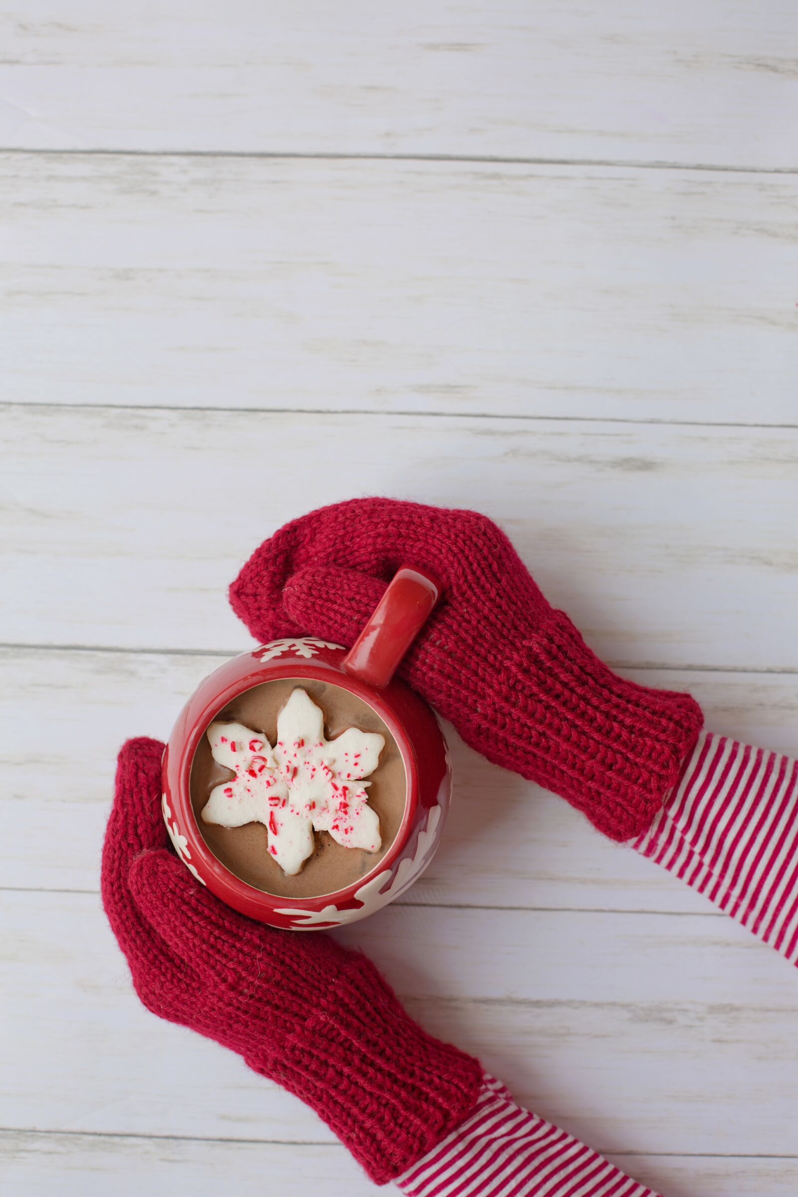 Canon EF 50mm F1.4 USM sample photo. Mittens, hot chocolate, red photography