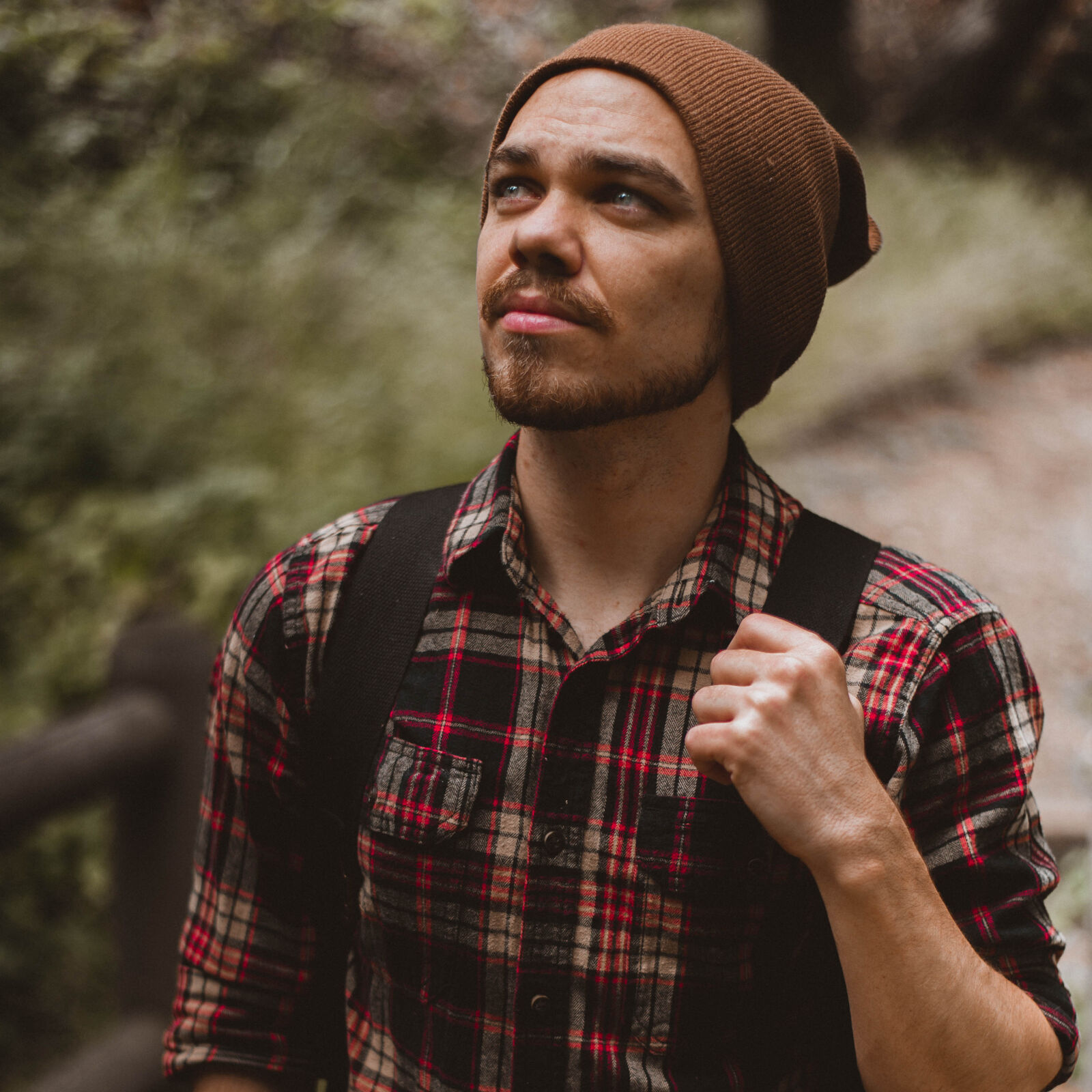 Nikon D610 sample photo. Adult, backpack, beanie, beard photography