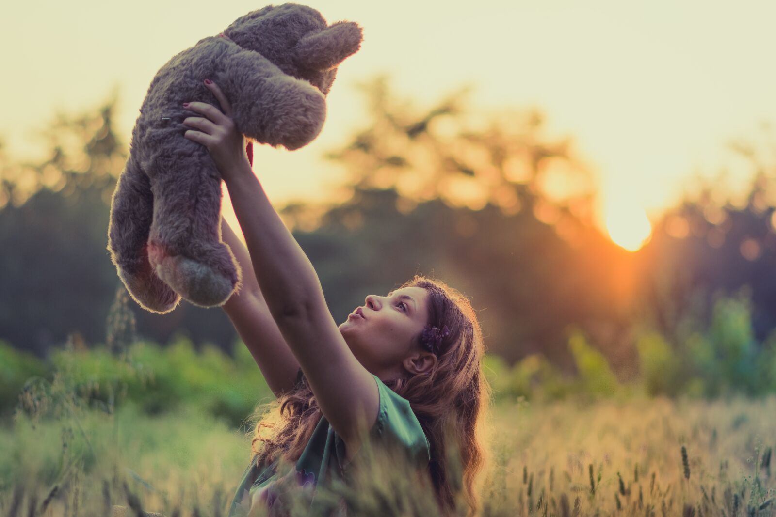Nikon D7200 sample photo. Field, teddy bear, grass photography
