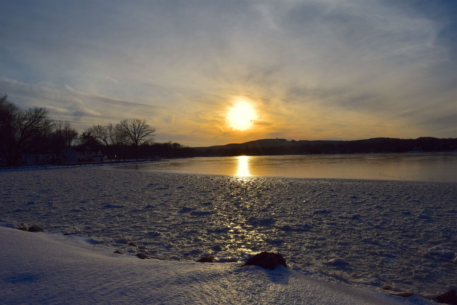 Nikon D3300 sample photo. Sunset, lake, winter photography