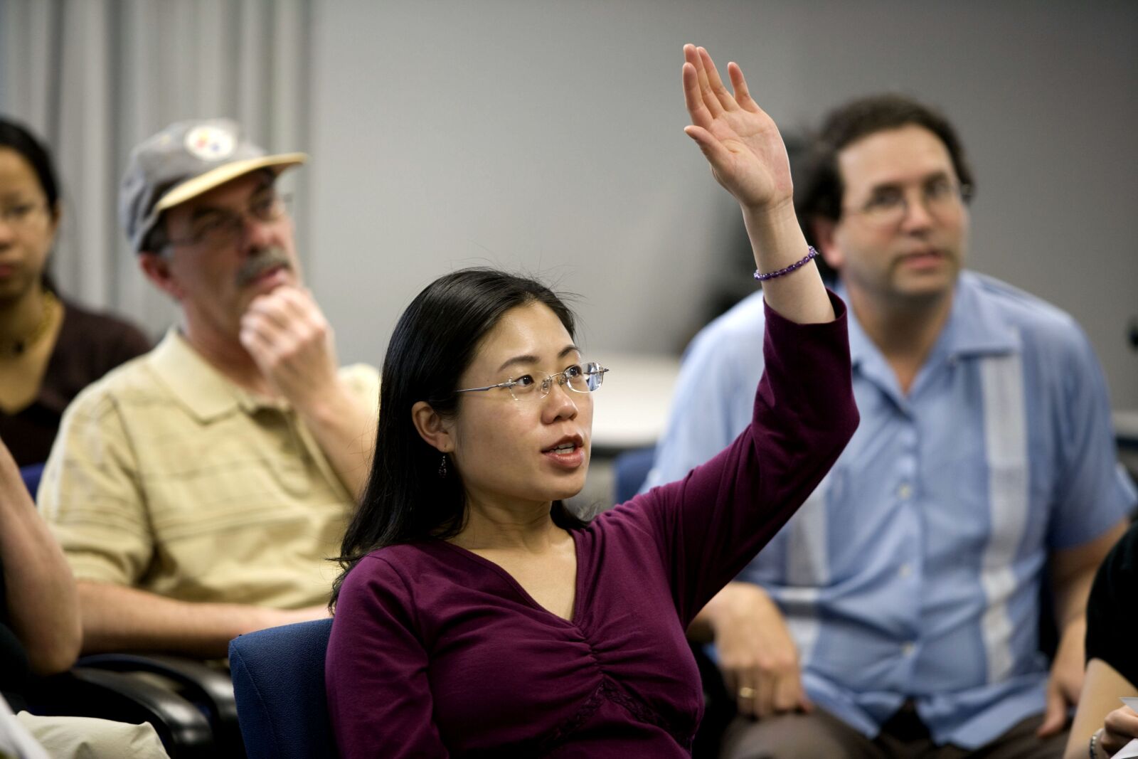 Canon EOS-1Ds Mark II sample photo. Raising, hand, pose, question photography