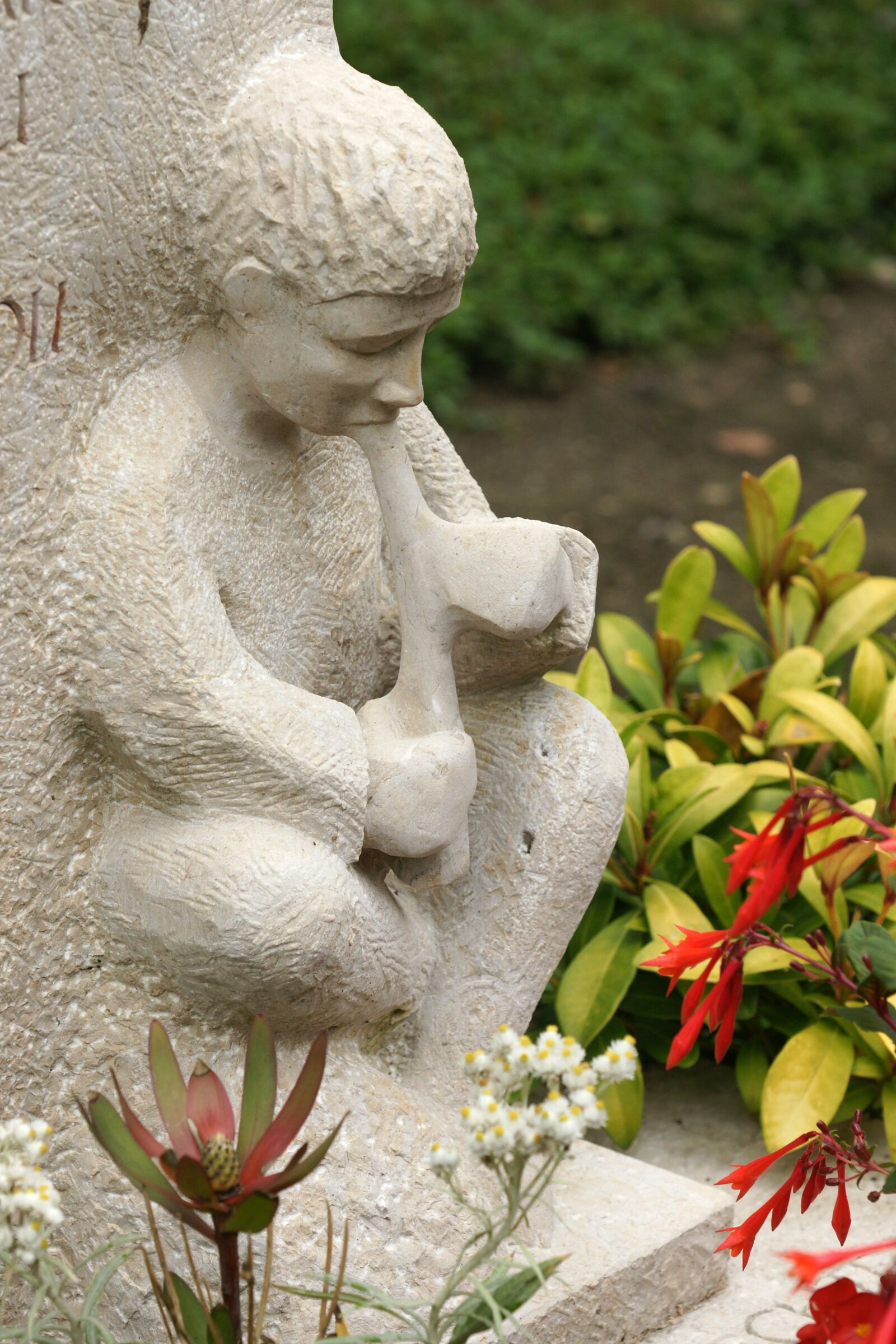 Sony Alpha DSLR-A700 sample photo. Boy, flautist, cemetery photography