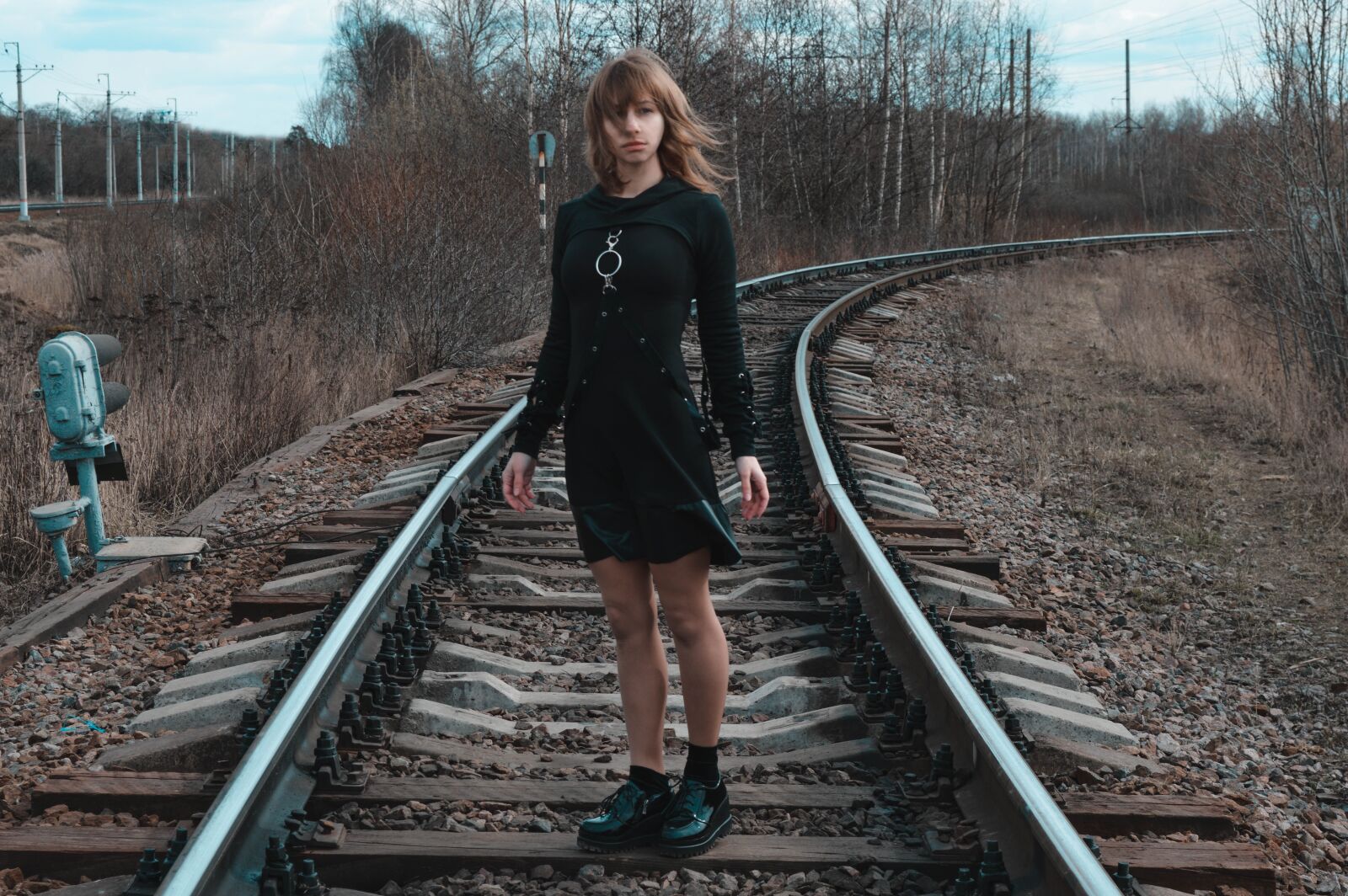 Nikon D3200 sample photo. Rails, railway, gloomy photography