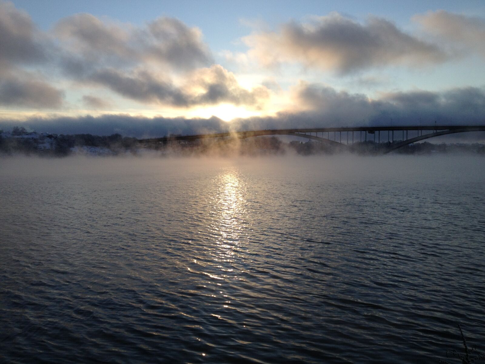 Apple iPhone 4S sample photo. Bridge, fog, sky, sun photography