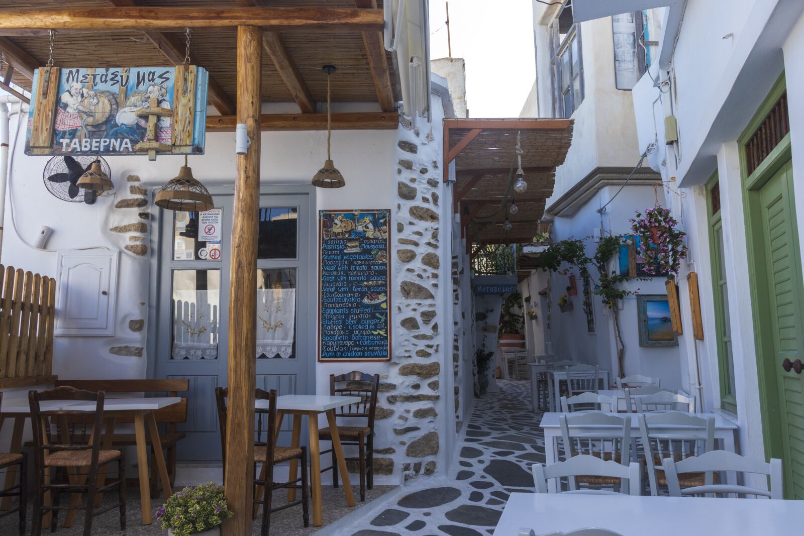 Canon EF-S 18-55mm F4-5.6 IS STM sample photo. Restaurant, naxos, greece photography