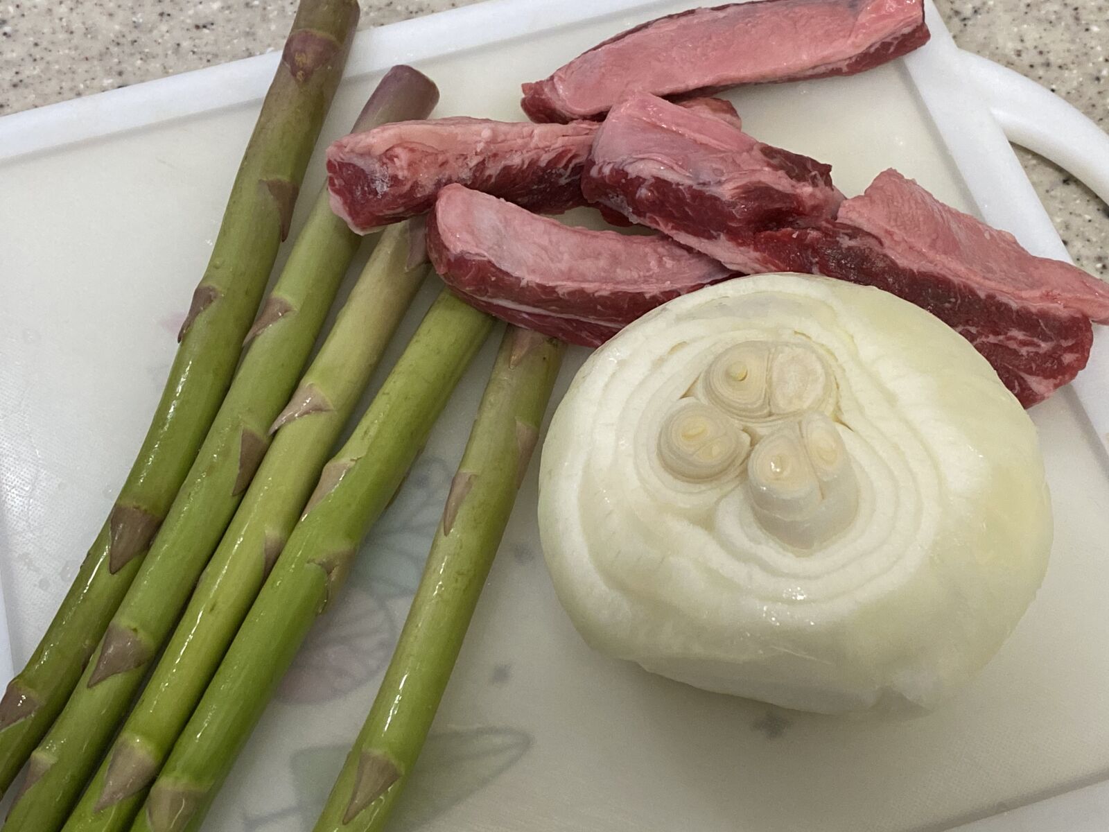 Apple iPhone 11 Pro Max sample photo. Asparagus, onion, dining photography