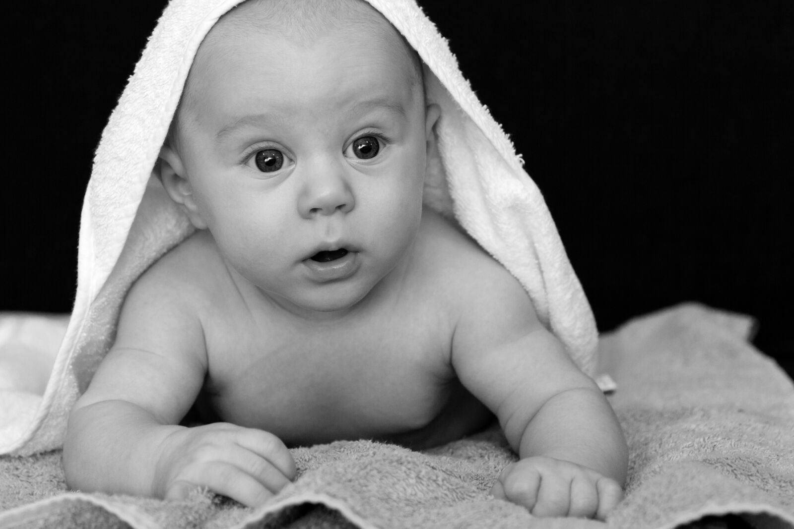 Canon EOS 5D Mark II sample photo. Baby, covered, by, white photography