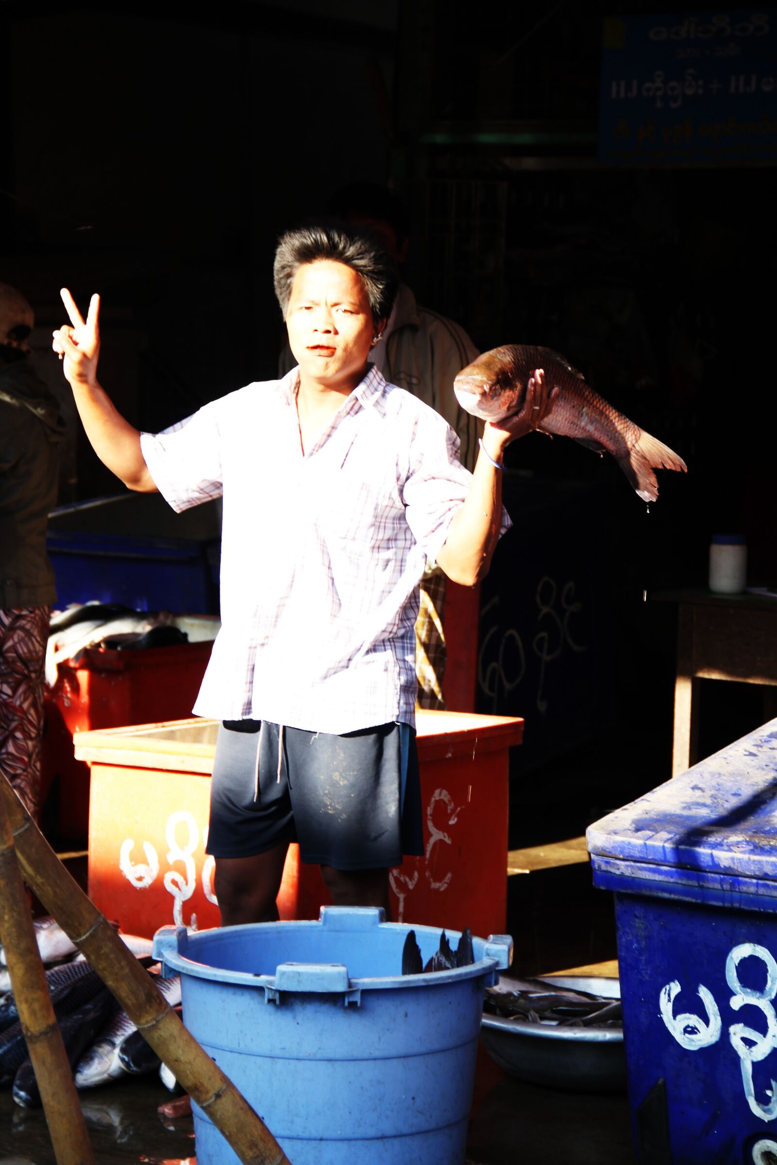 Canon EF-S 18-135mm F3.5-5.6 IS sample photo. Fish seller, fish, sell photography