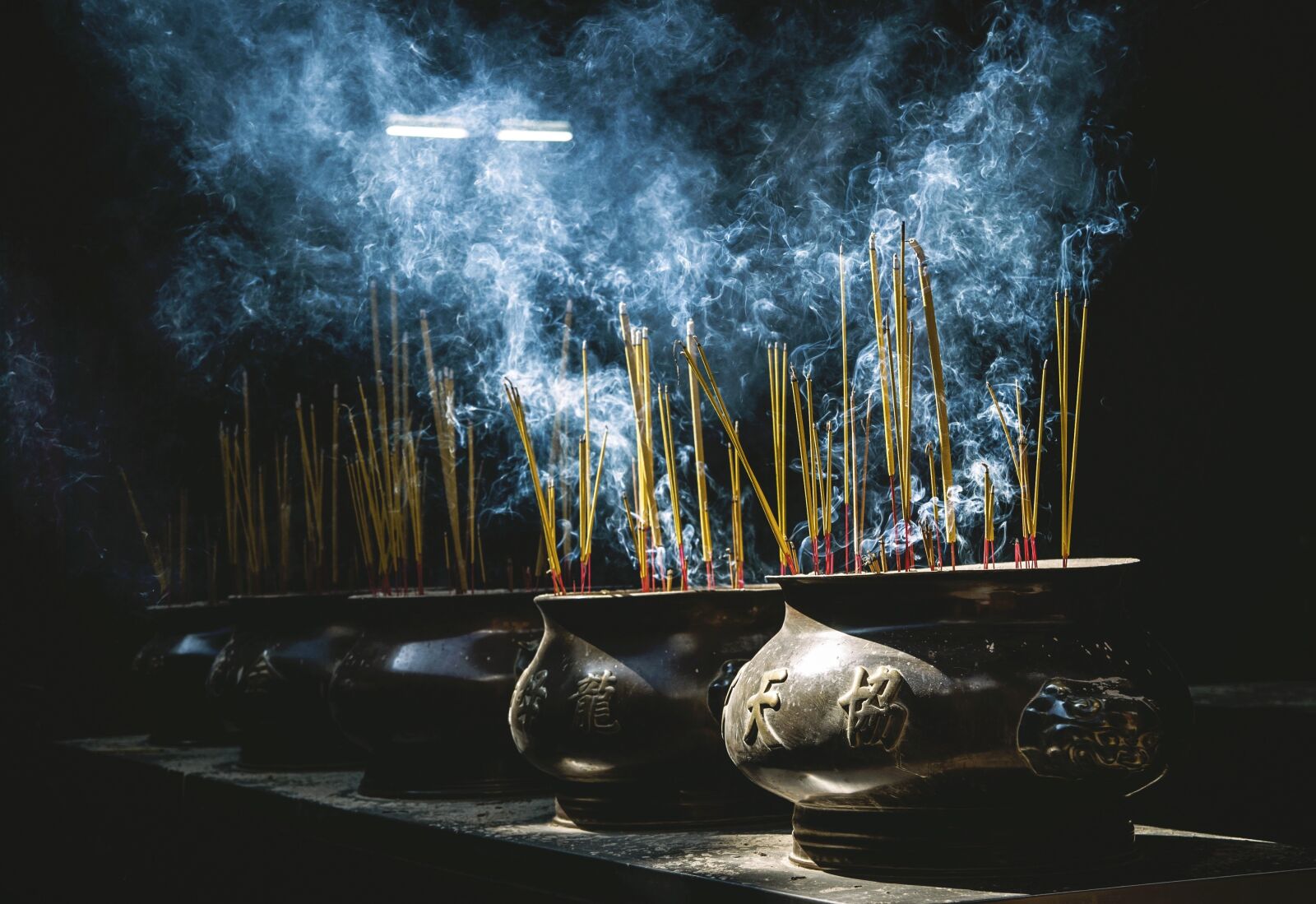 Nikon D60 sample photo. Incense, pots, smoke photography