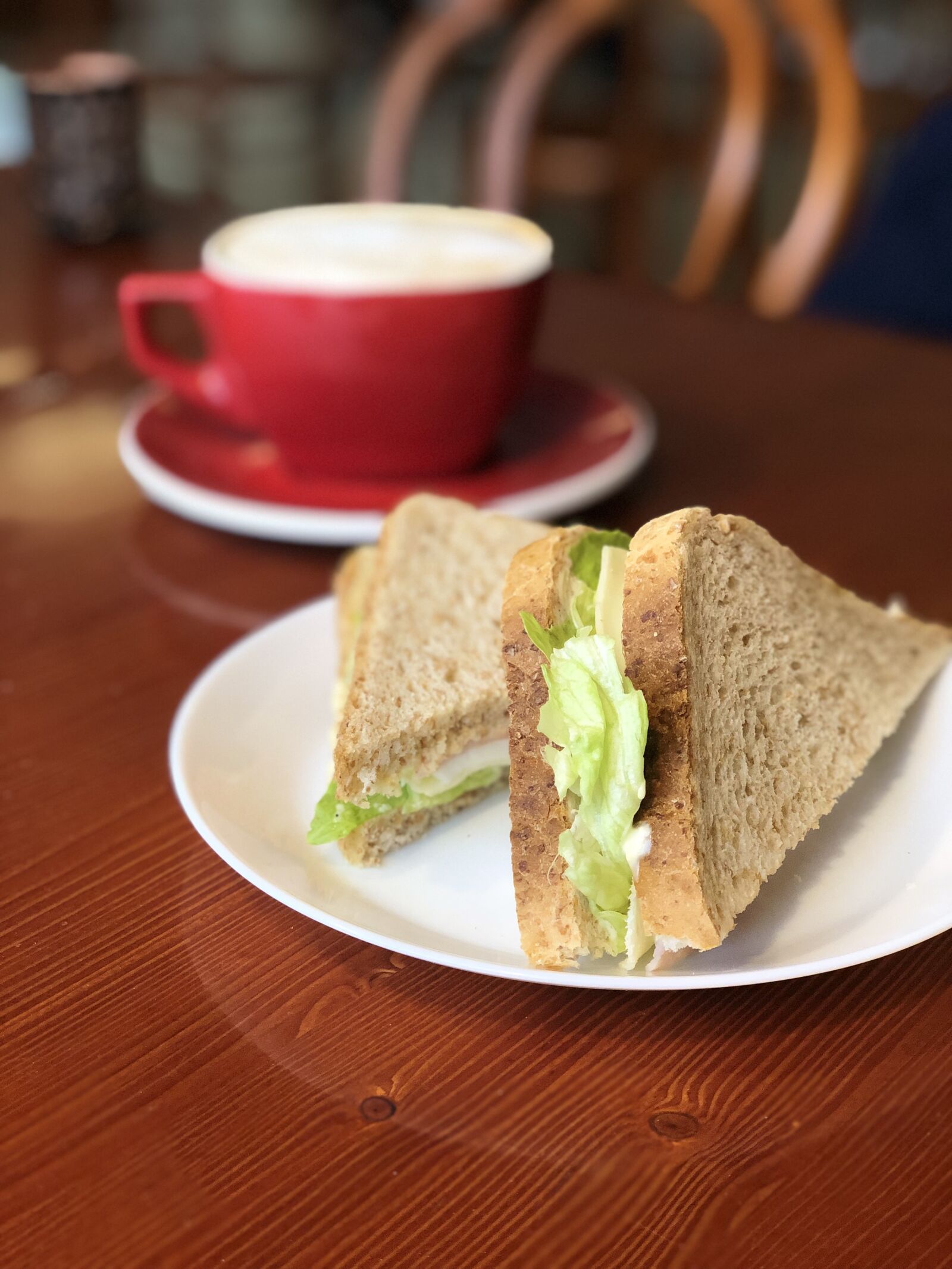 Apple iPhone X sample photo. Sandwich, coffee, breakfast photography