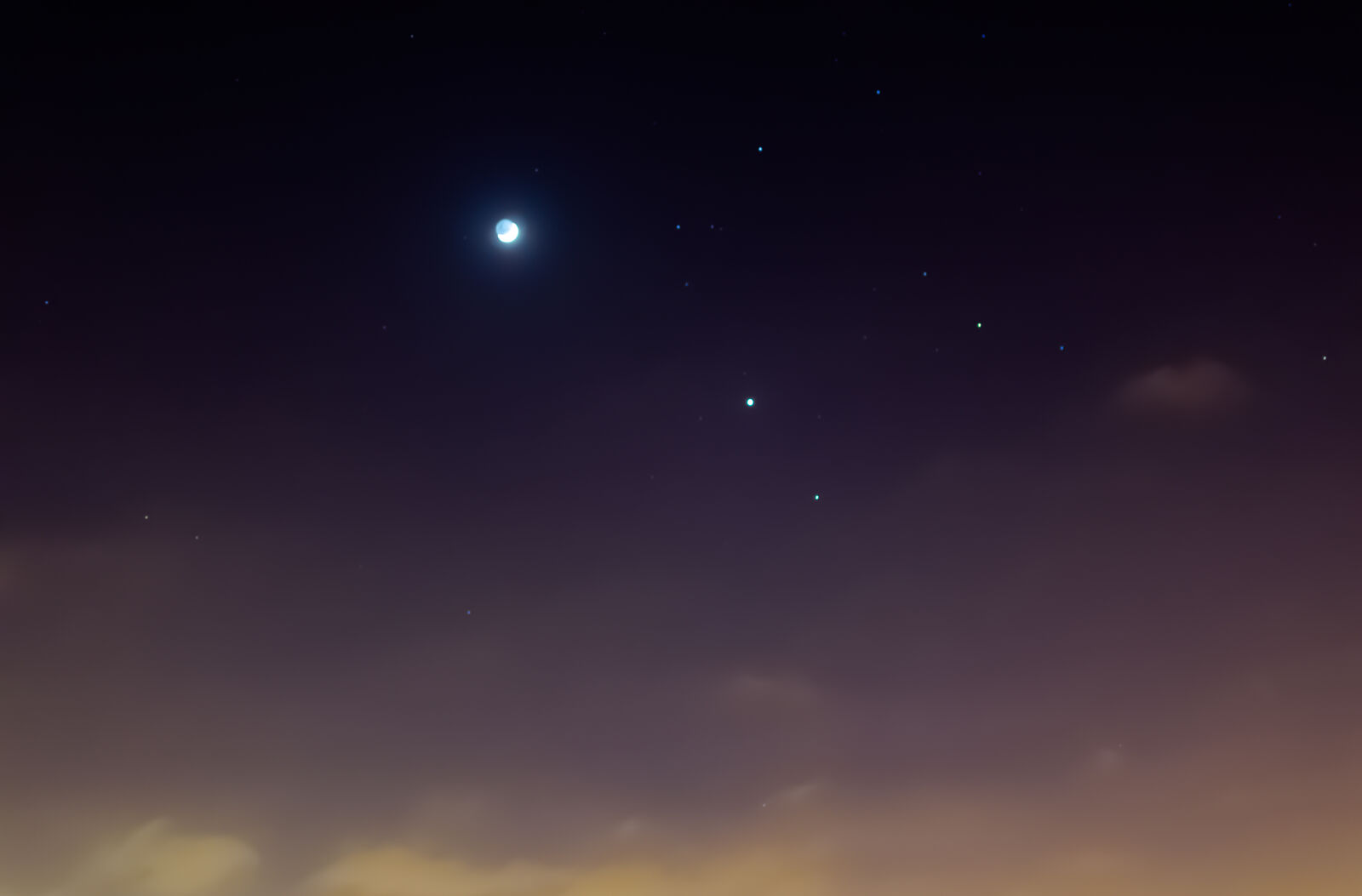 Nikon D5100 + Nikon AF-S DX Nikkor 35mm F1.8G sample photo. Dawn, moon, night, stars photography