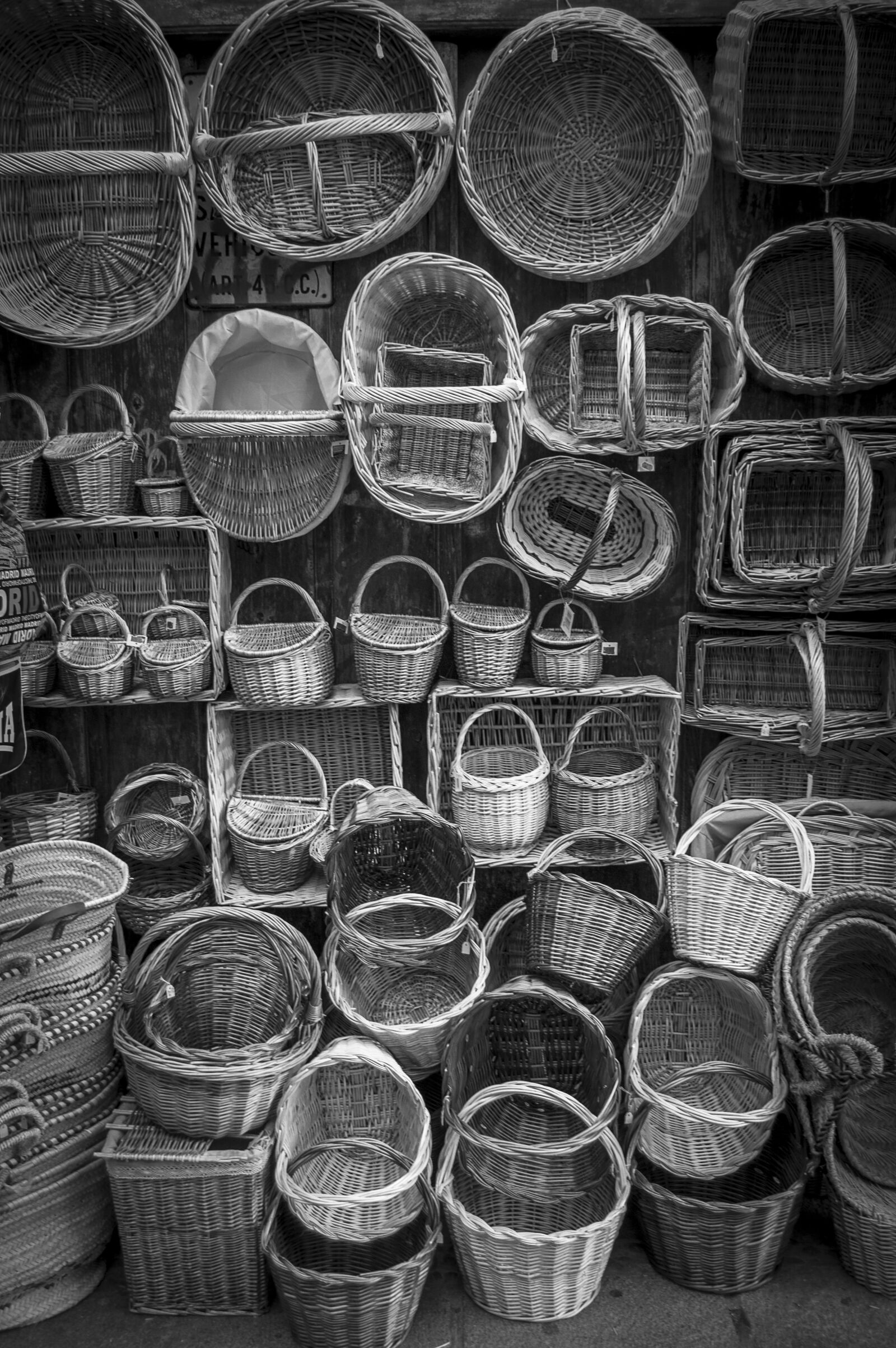 Nikon D3200 sample photo. Baskets, black, and, white photography