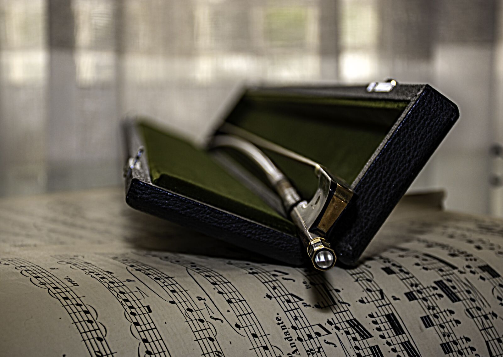 Nikon D5600 sample photo. Cello bow, box, music photography