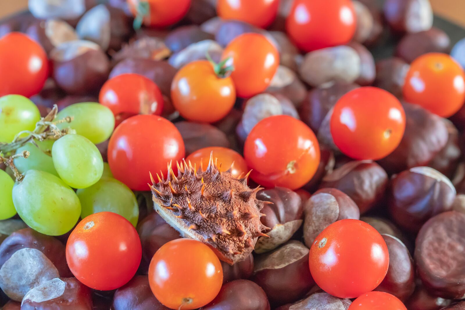 Canon EOS 6D Mark II sample photo. Tomatoes, chestnuts, grapes photography