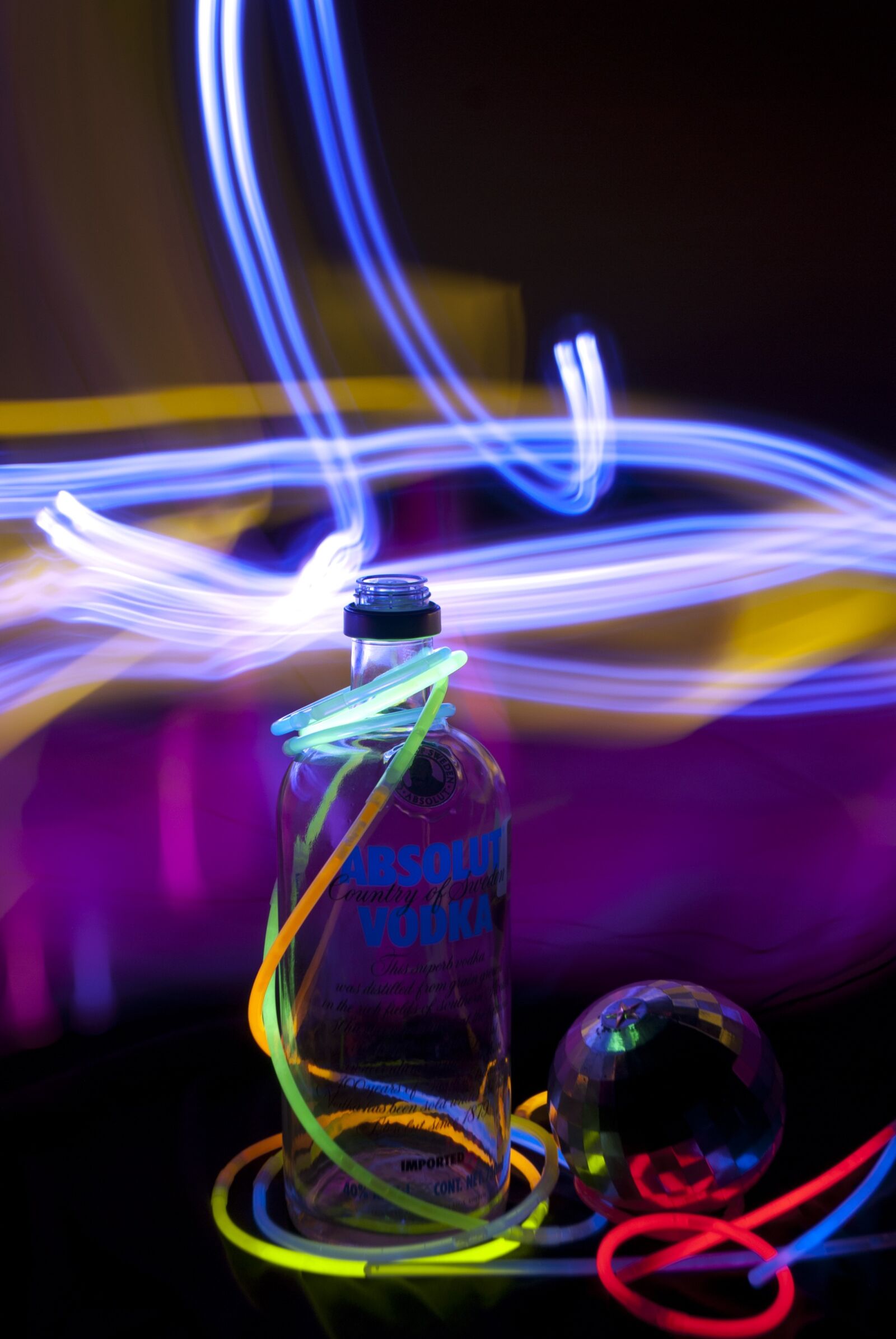 Nikon D80 sample photo. Party, neon, bottle photography