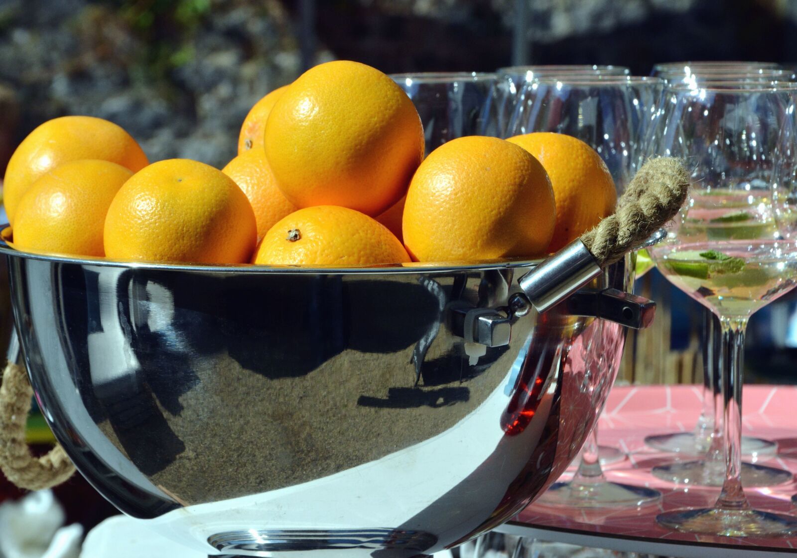 Nikon D5200 sample photo. Orange, bowl, metal, fruit photography