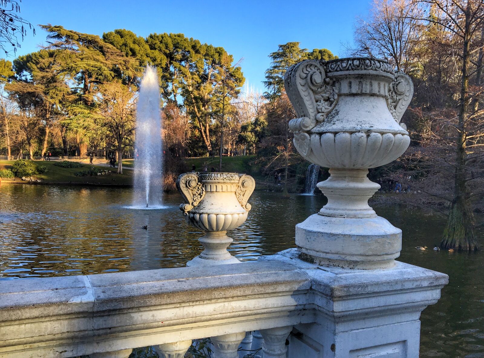 Apple iPhone 6s sample photo. Retiro park, pond, fountain photography