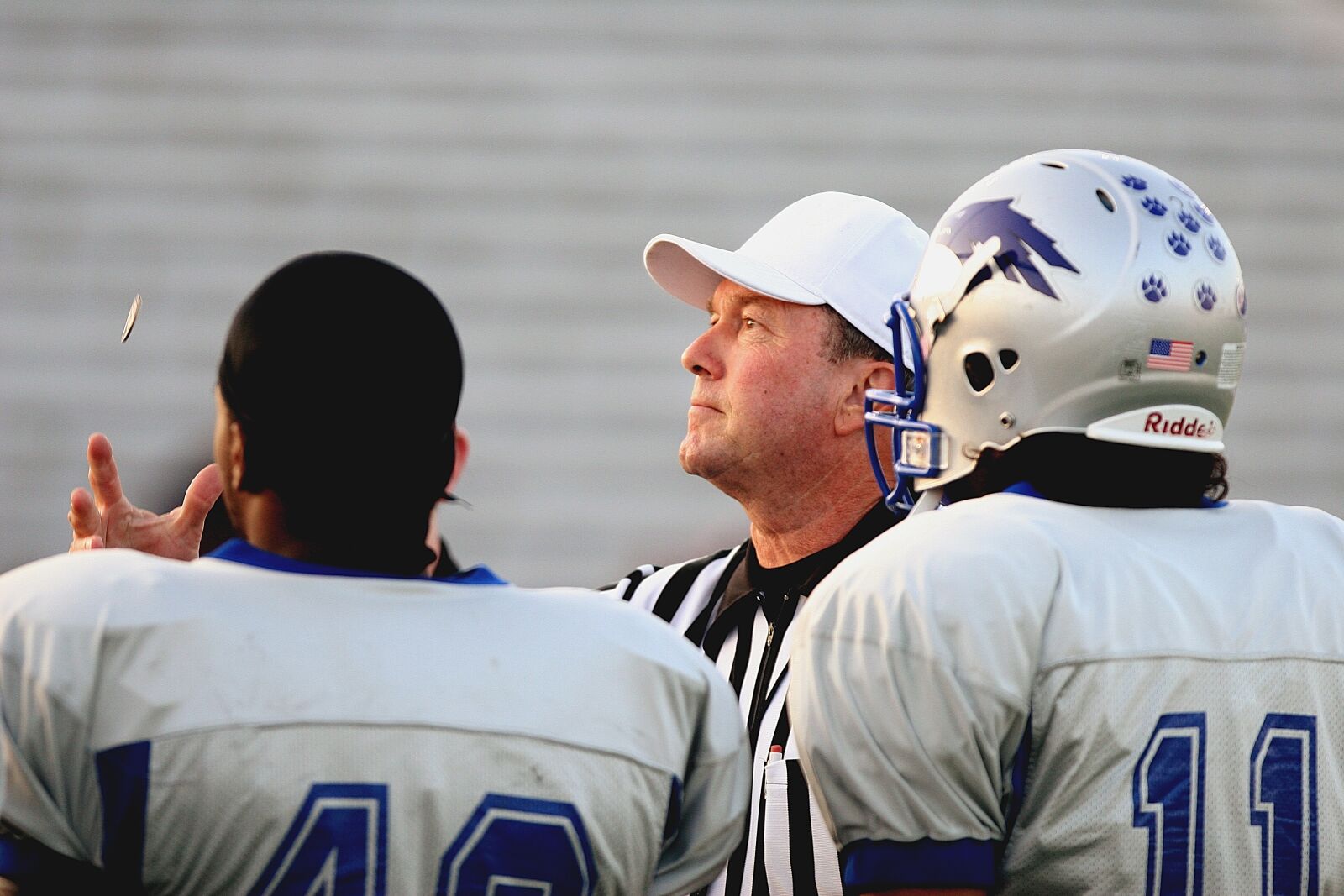 Canon EOS 20D sample photo. Football, referee, coin toss photography
