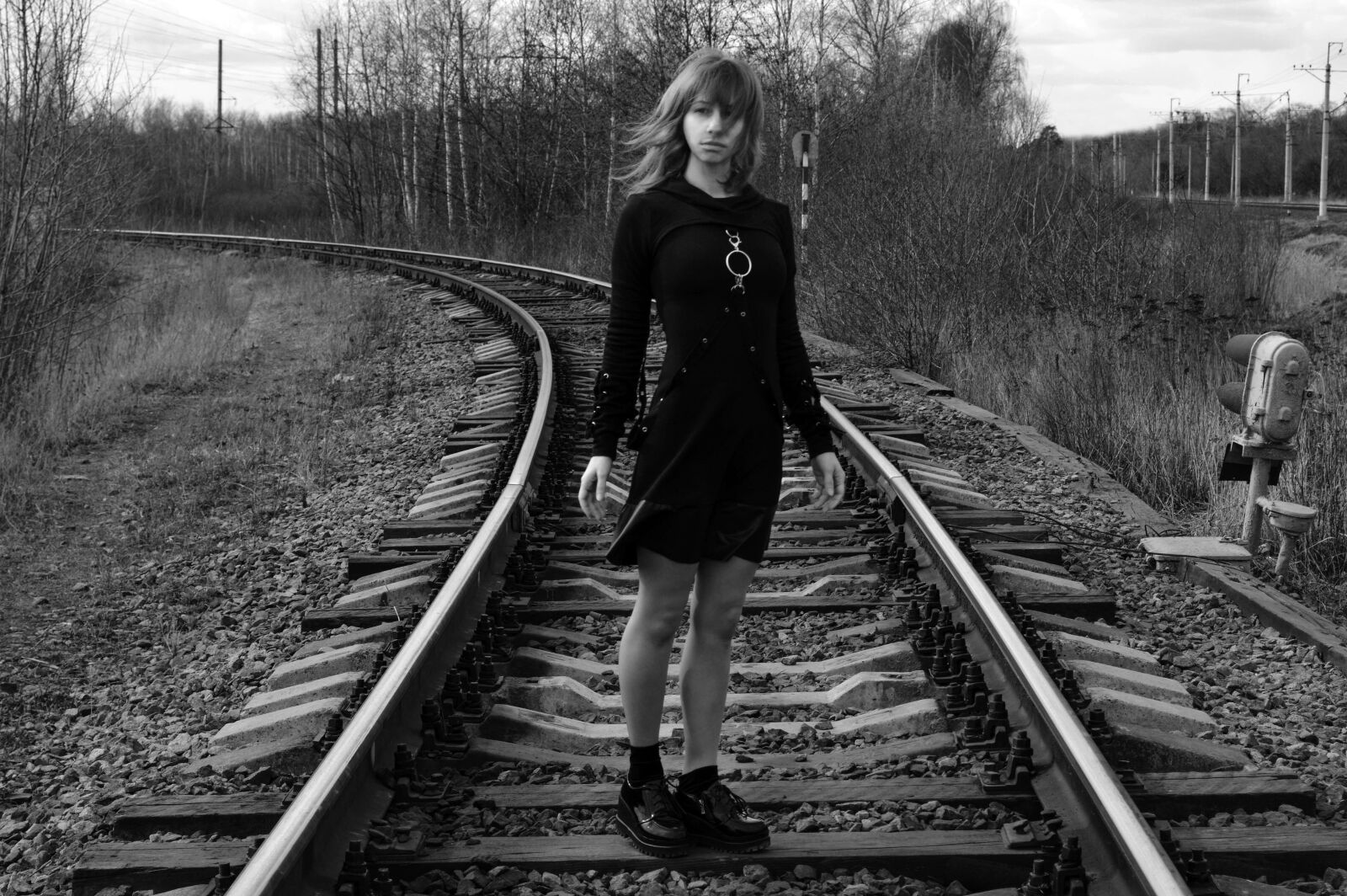 Nikon D3200 sample photo. Rails, railway, gloomy photography
