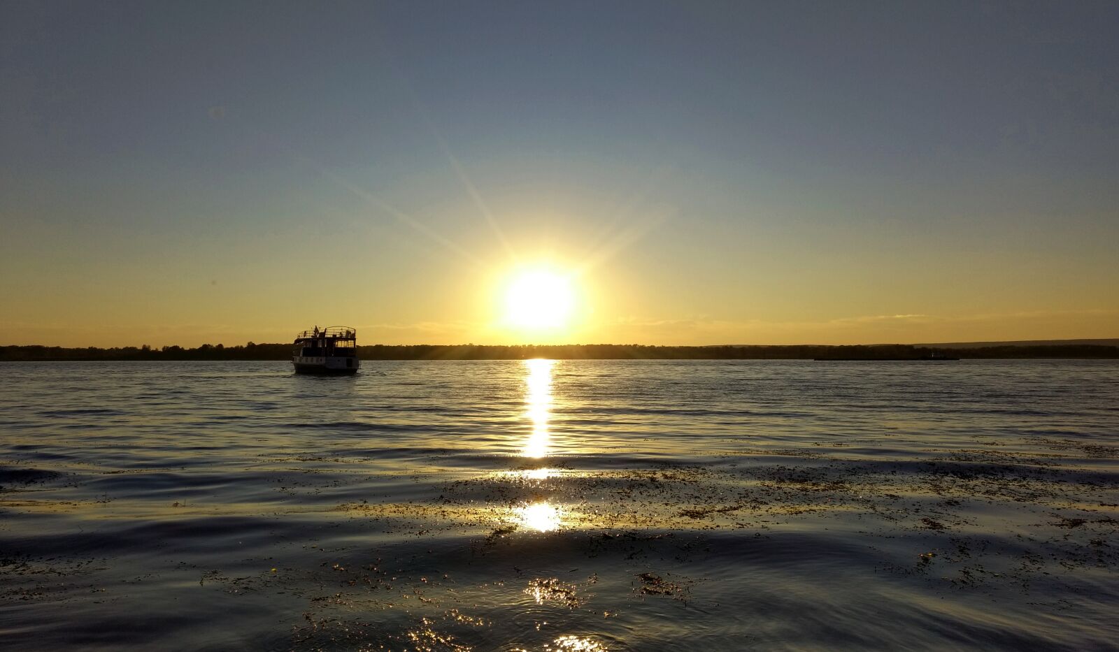 Motorola Moto Z Play sample photo. Sunset, river, ship photography