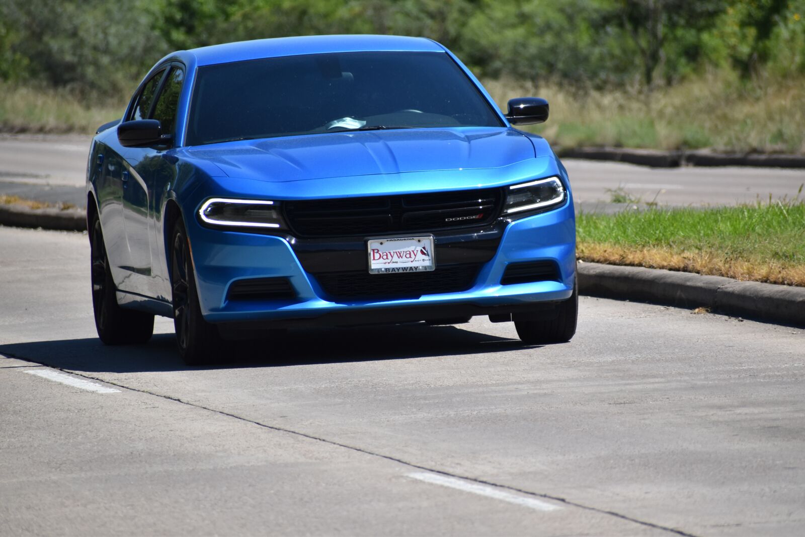 Nikon D3500 sample photo. Dodge charger, blue, electric photography