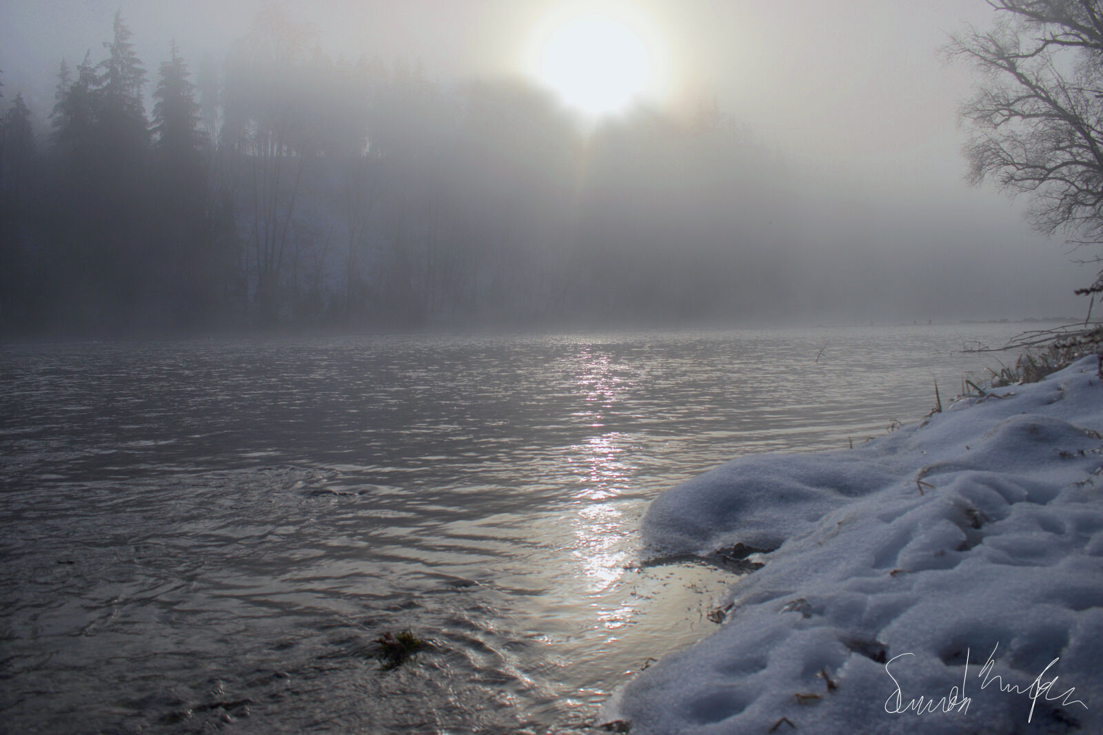 Nikon D3300 sample photo. River, snow, sun photography