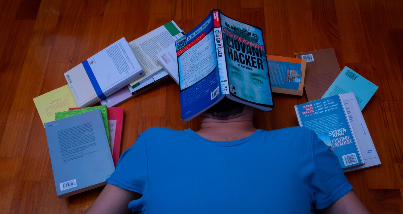 Nikon D80 sample photo. Man tired, books, person photography